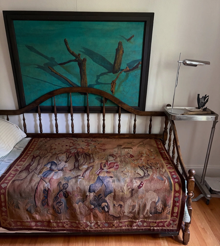 Mid 20th Century Earth Toned Wool Hunting Tapestry (FREE SHIPPING)