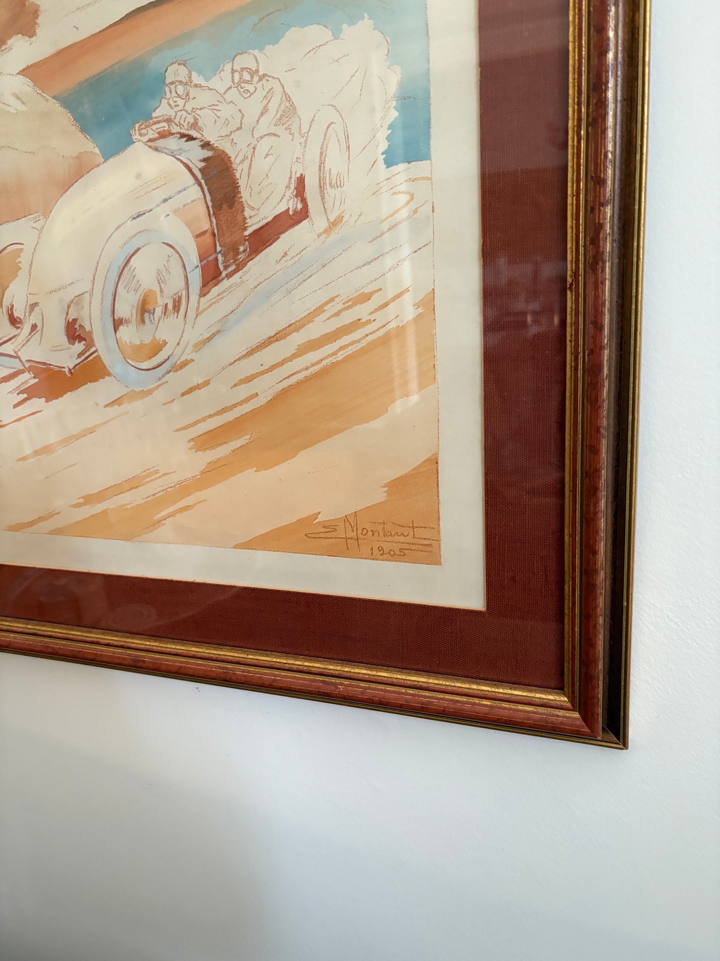 1905 Ernest Montaut Hand Colored Pochoir Framed Lithograph (FREE SHIPPING)