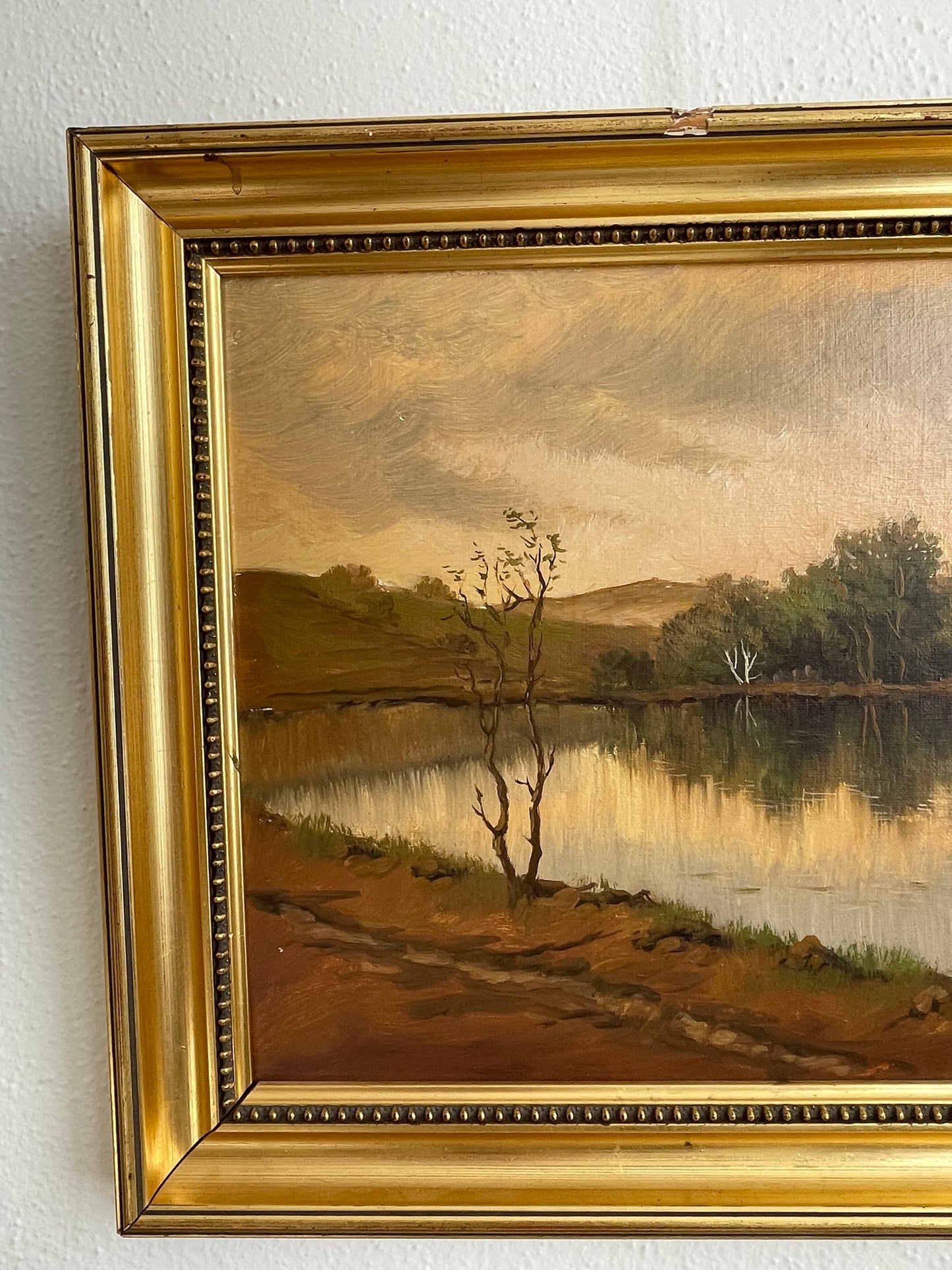 Vintage Landscape Painted in Gilt Frame