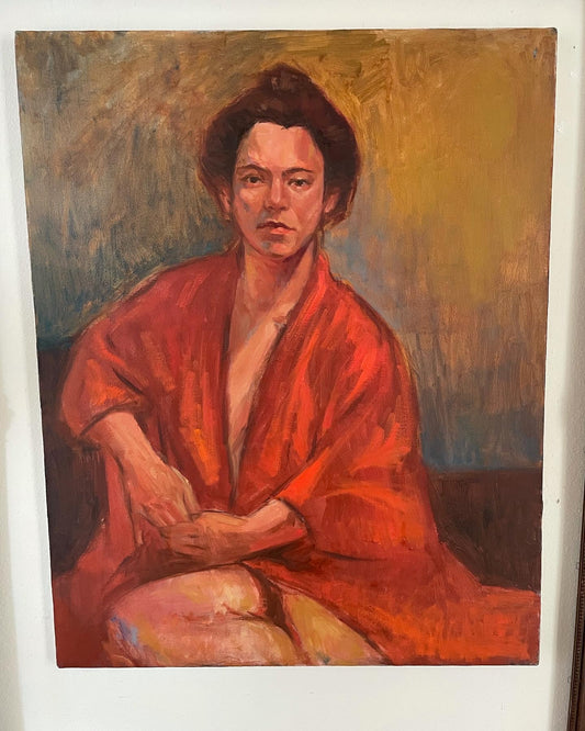 Original Painting of a Red Robed Woman