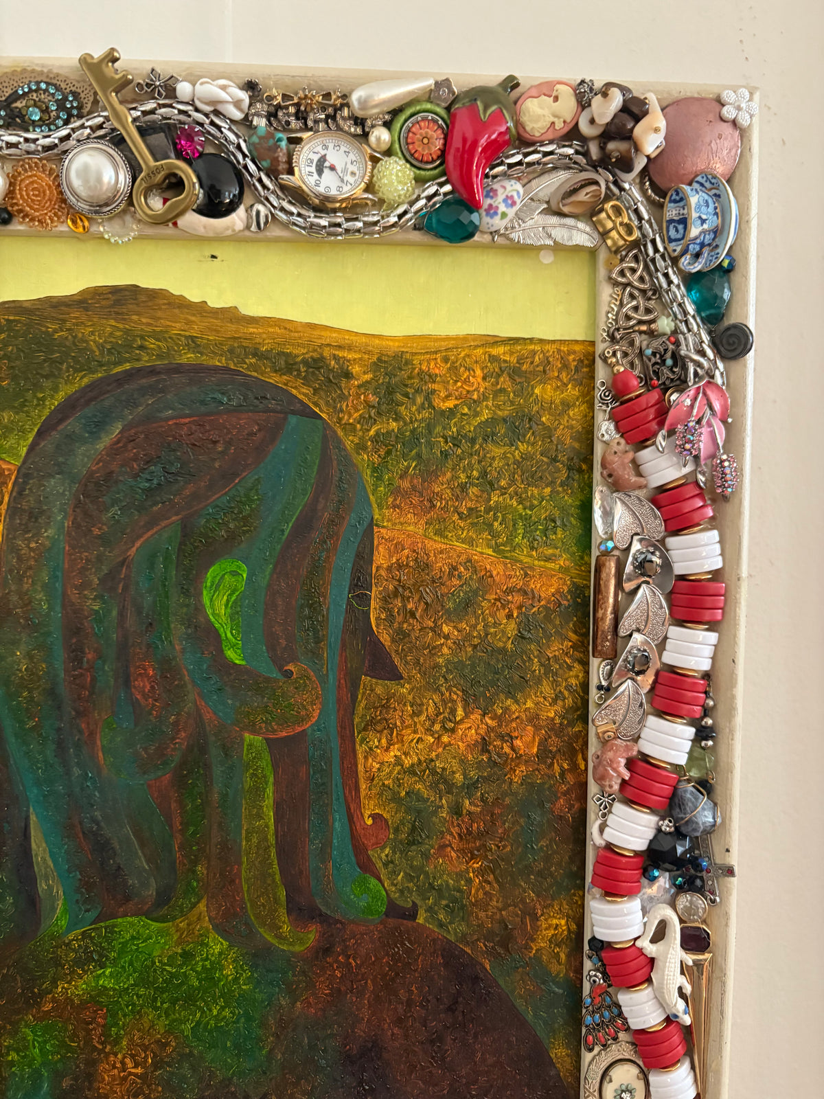 Modern Figurative Painting in a Vintage Assemblage Frame (FREE SHIPPING)