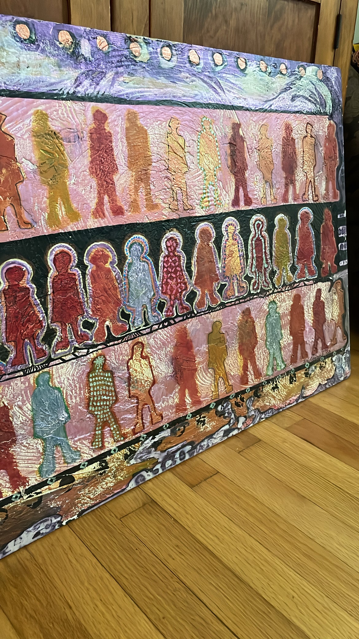 Folk Art Human Forms on Wood Board