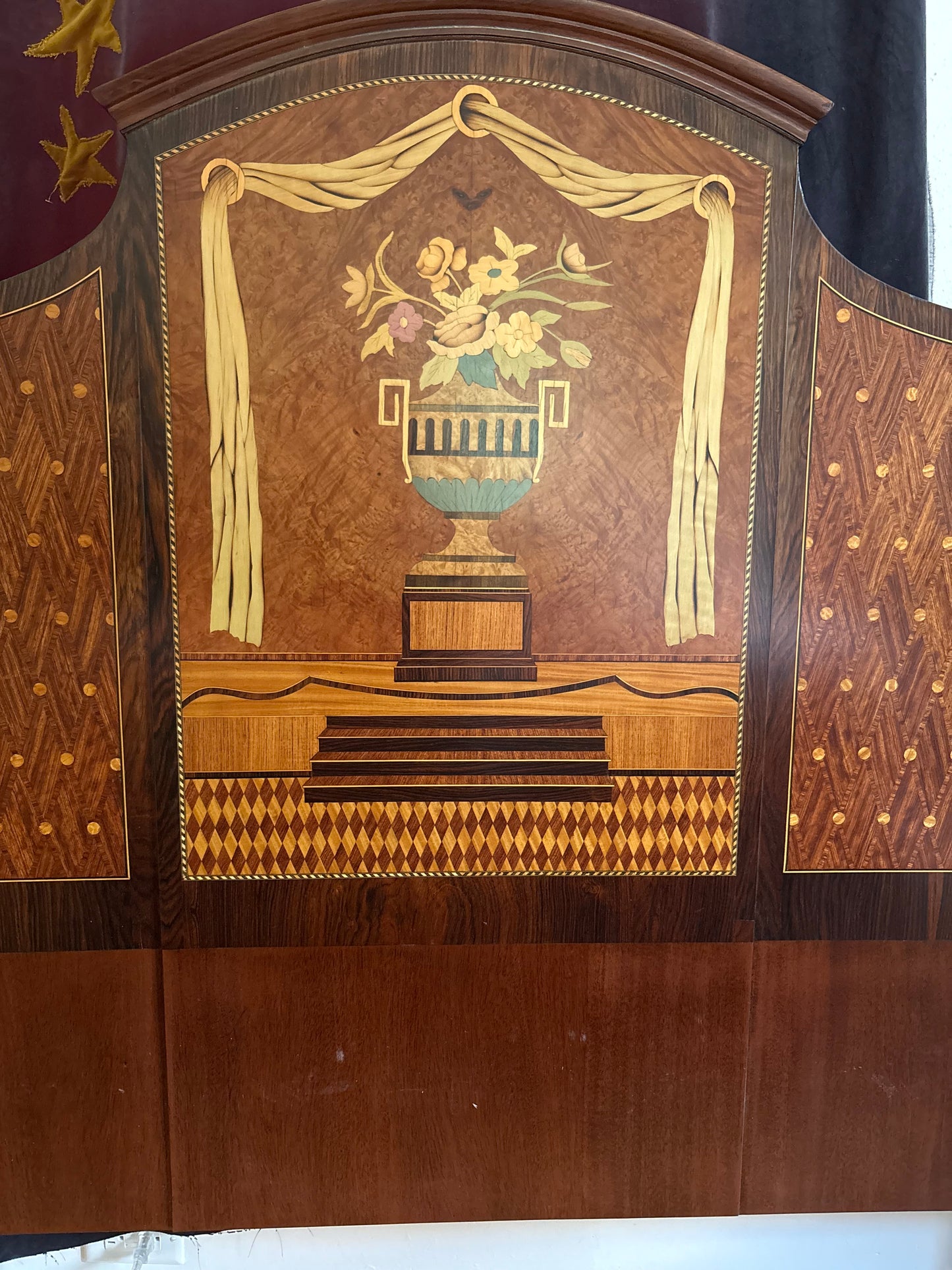 1920s Art Deco Marquetry Queen Sized Headboard