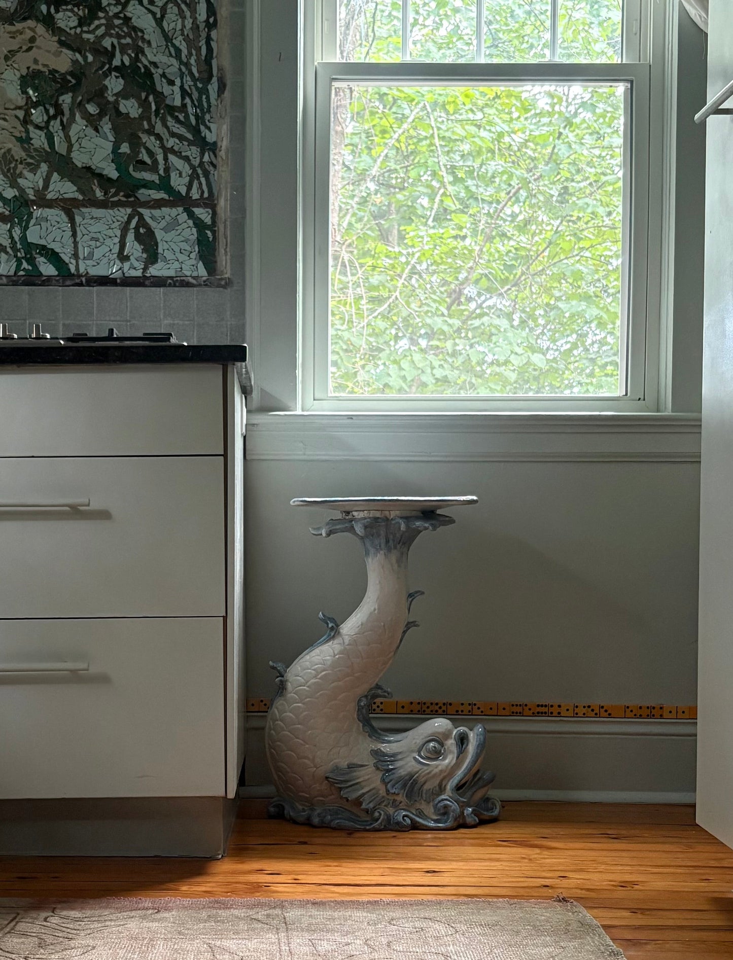 1960s Italian Majolica Sea Serpent Ceramic Side Table
