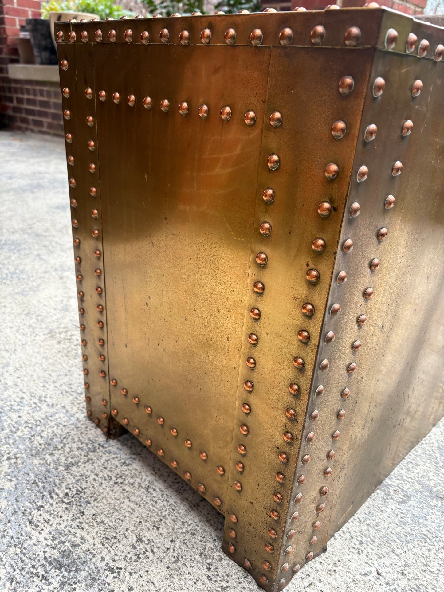 1970s Brass Campaign Style Bedside Table