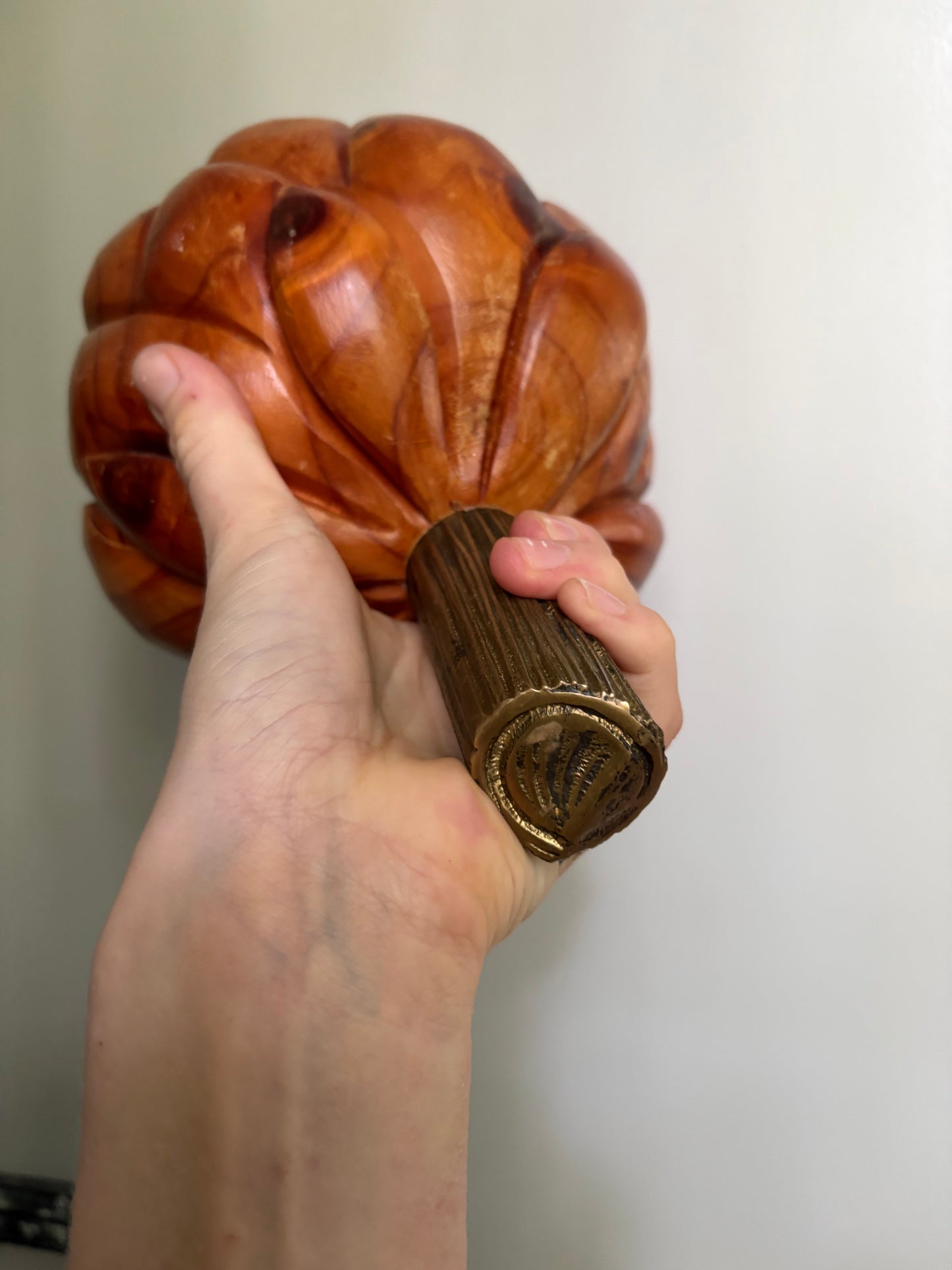 1980s Carved Wood and Brass Artichoke Sculpture (FREE SHIPPING)