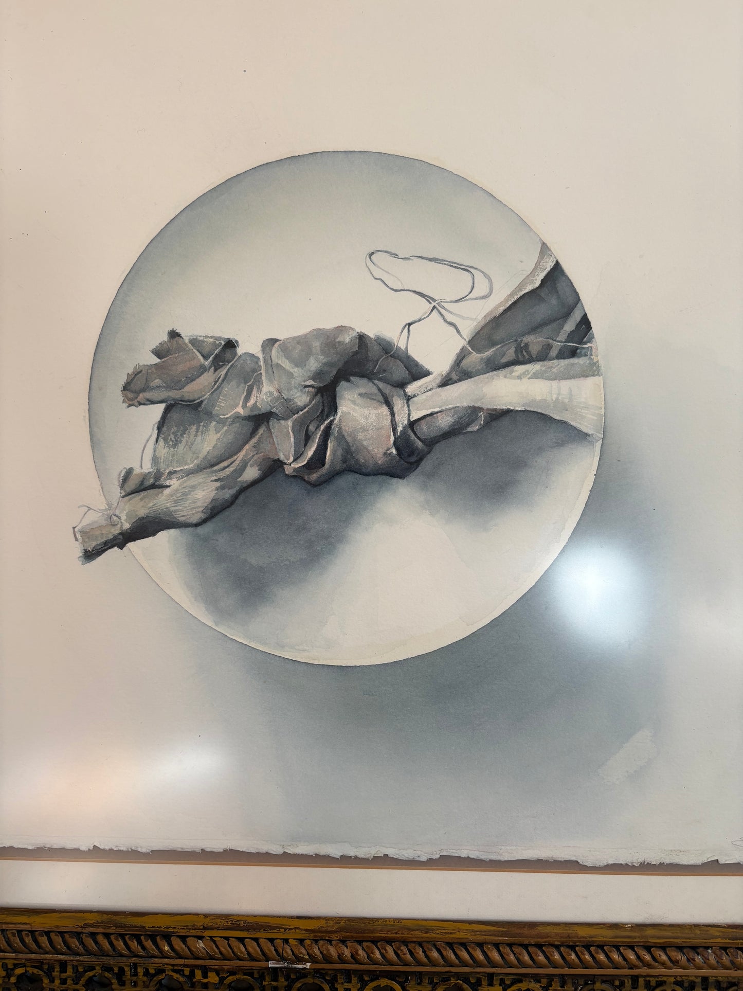 1982 Trompe L’oeil Piece titled “Indeterminate Space I” in an Antique Hatchwork Frame  (FREE SHIPPING)