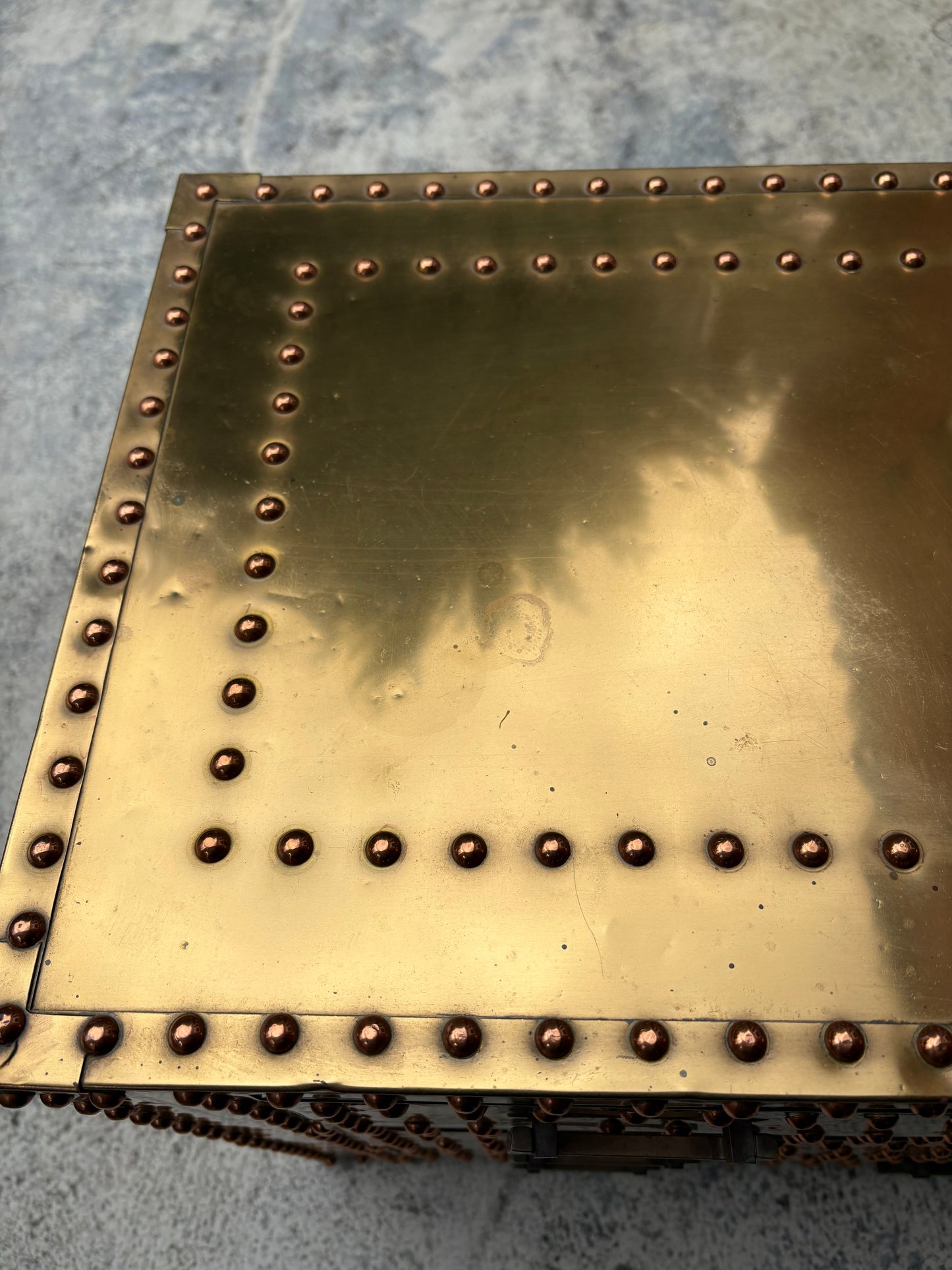 1970s Brass Campaign Style Bedside Table