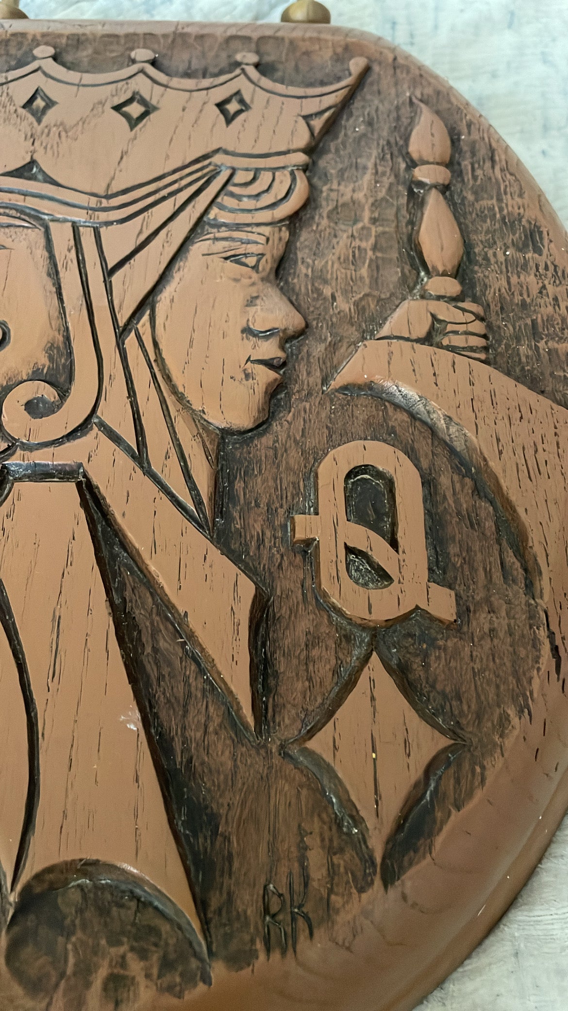 1970s King and Queen Carved Wood Toilet Seat