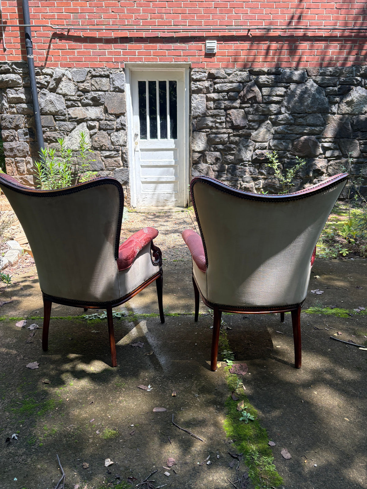 Pair of 1940s Grosfeld House French Feathered Wingback Chairs