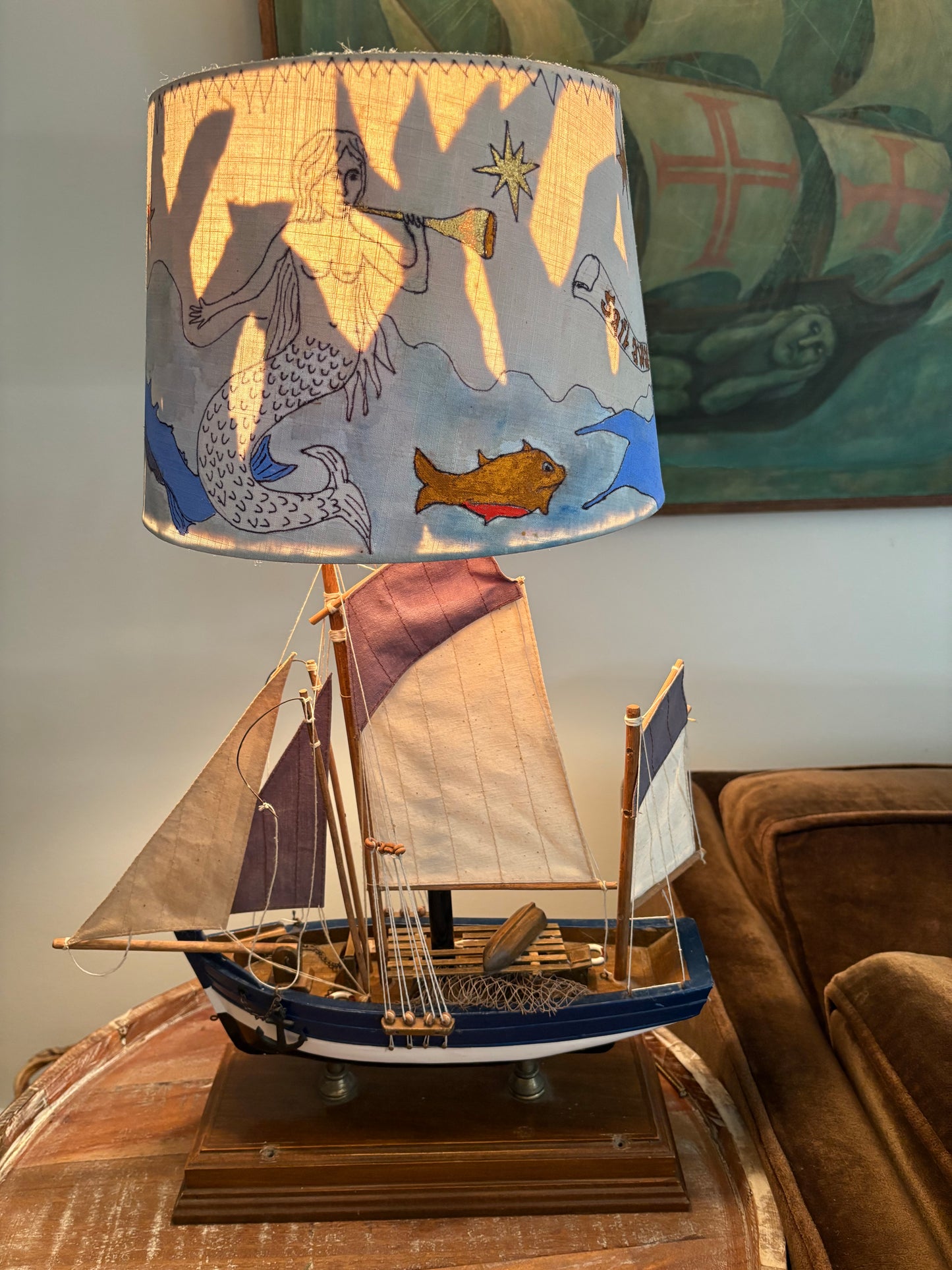 Model Ship Lamp with Custom NAHH-tical Shade (FREE SHIPPING)
