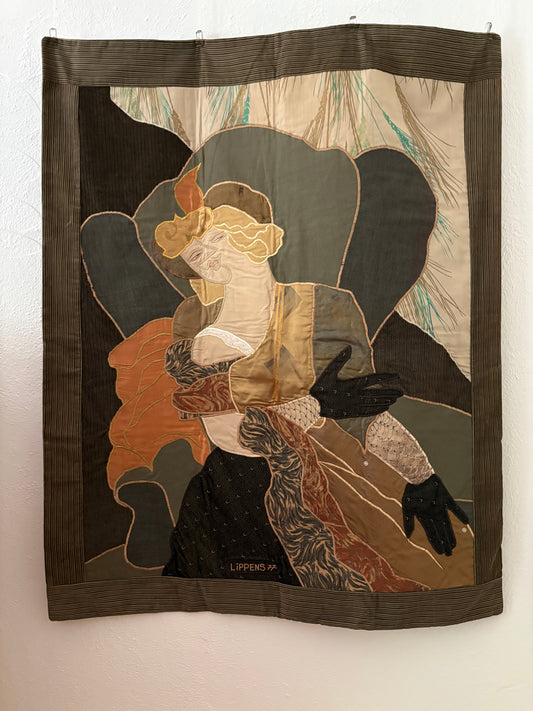 1977 Cubist Tapestry titled “The Heiress” by Lippens (FREE SHIPPING)