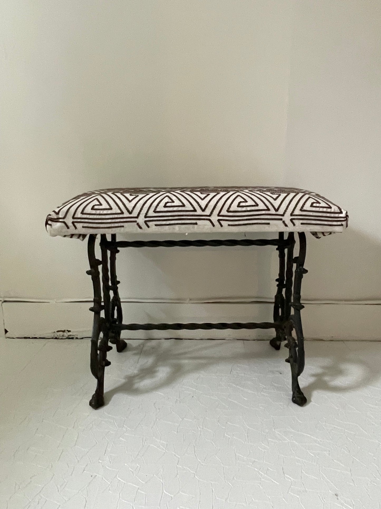 Victorian Piano Bench with Geometric Fabric