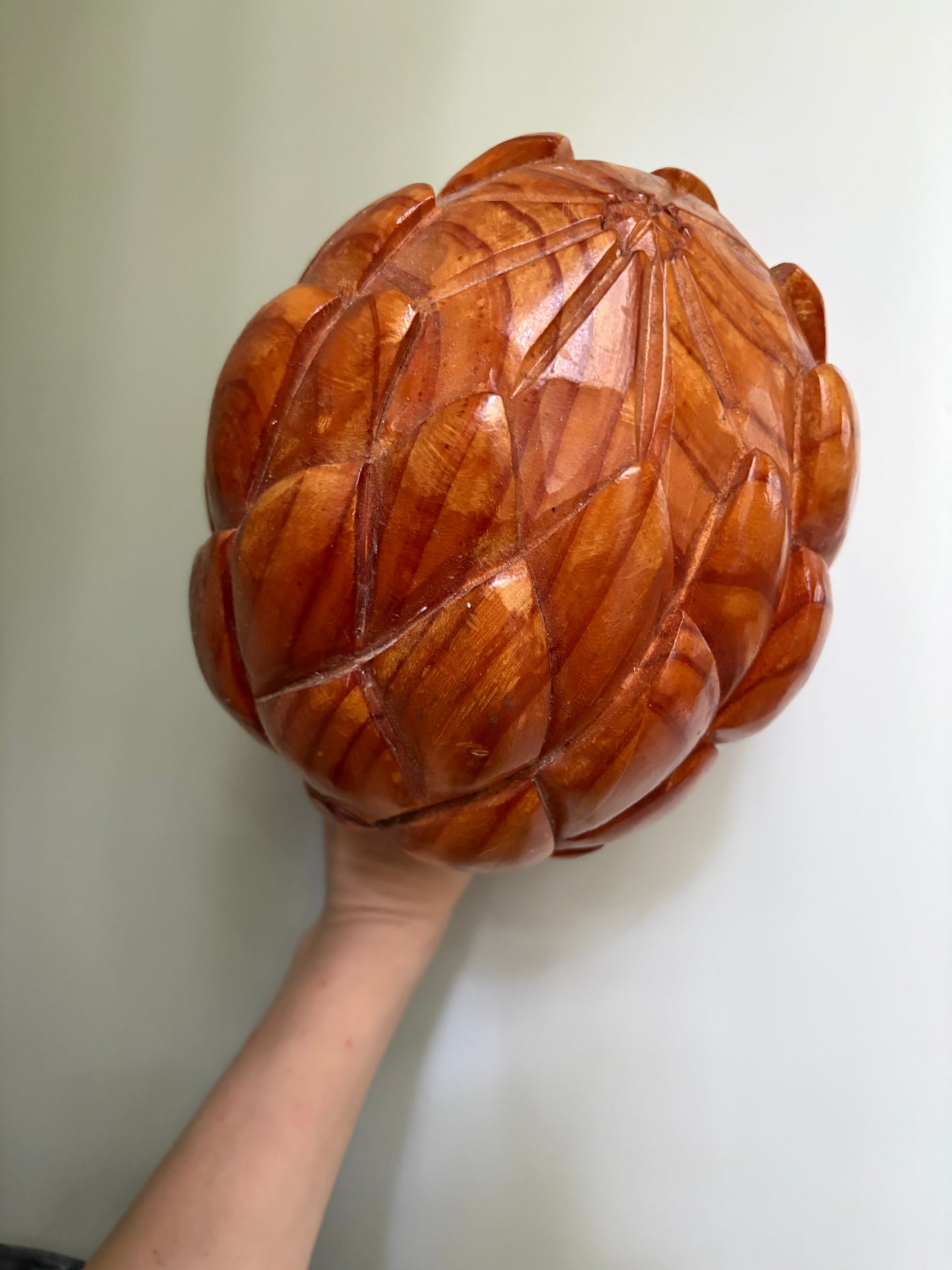 1980s Carved Wood and Brass Artichoke Sculpture (FREE SHIPPING)