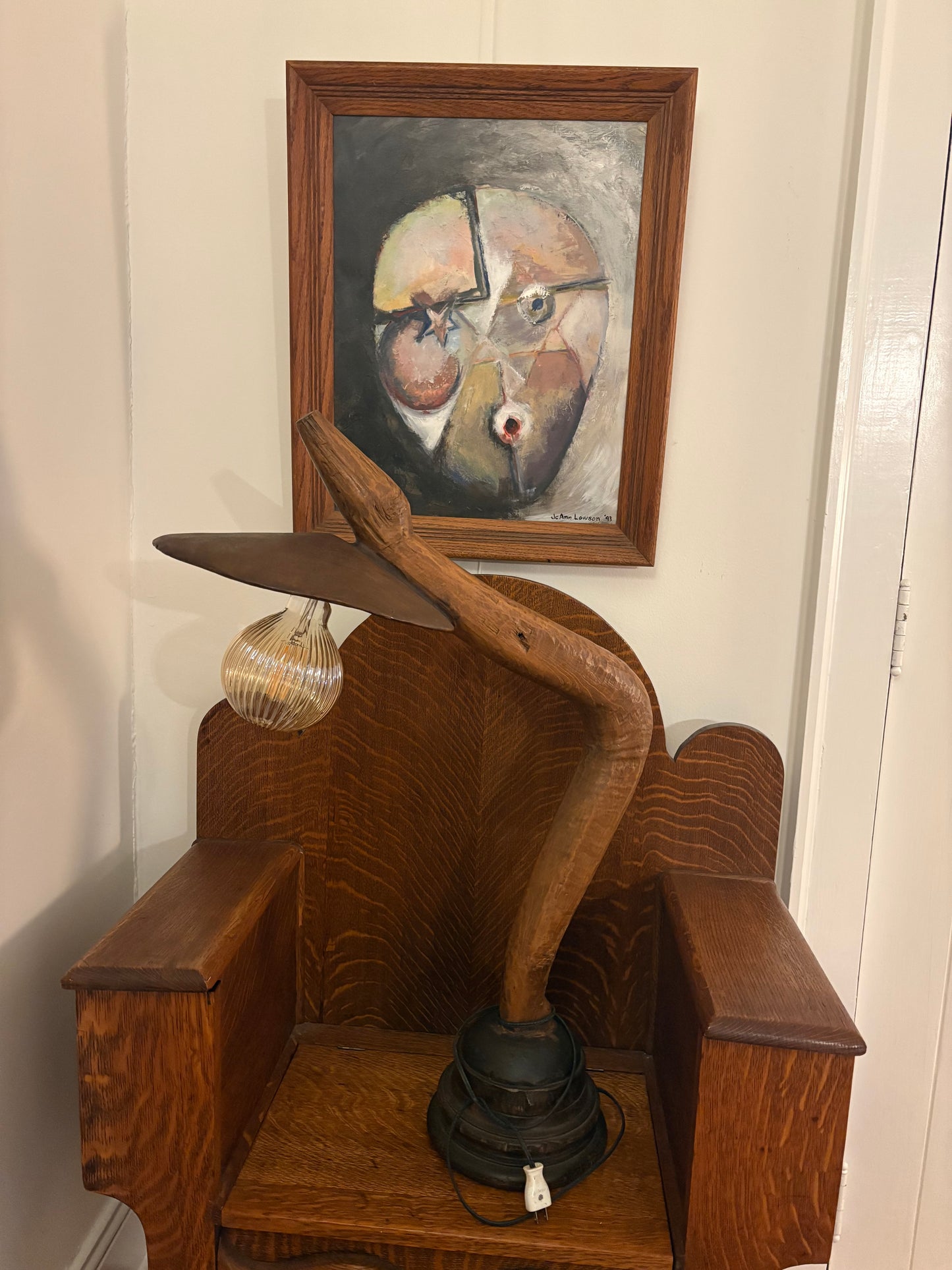 Hobbyist Carved Wood Lamp (FREE SHIPPING)