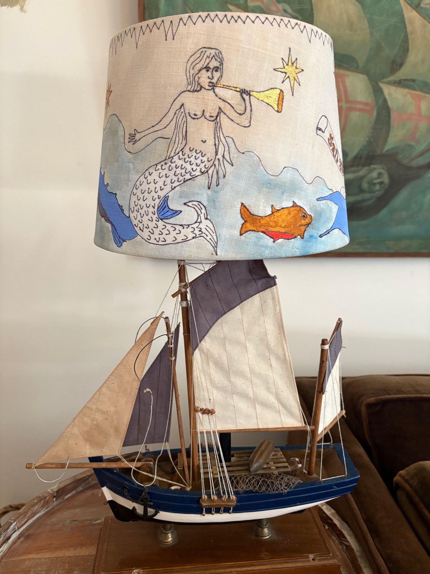 Model Ship Lamp with Custom NAHH-tical Shade (FREE SHIPPING)