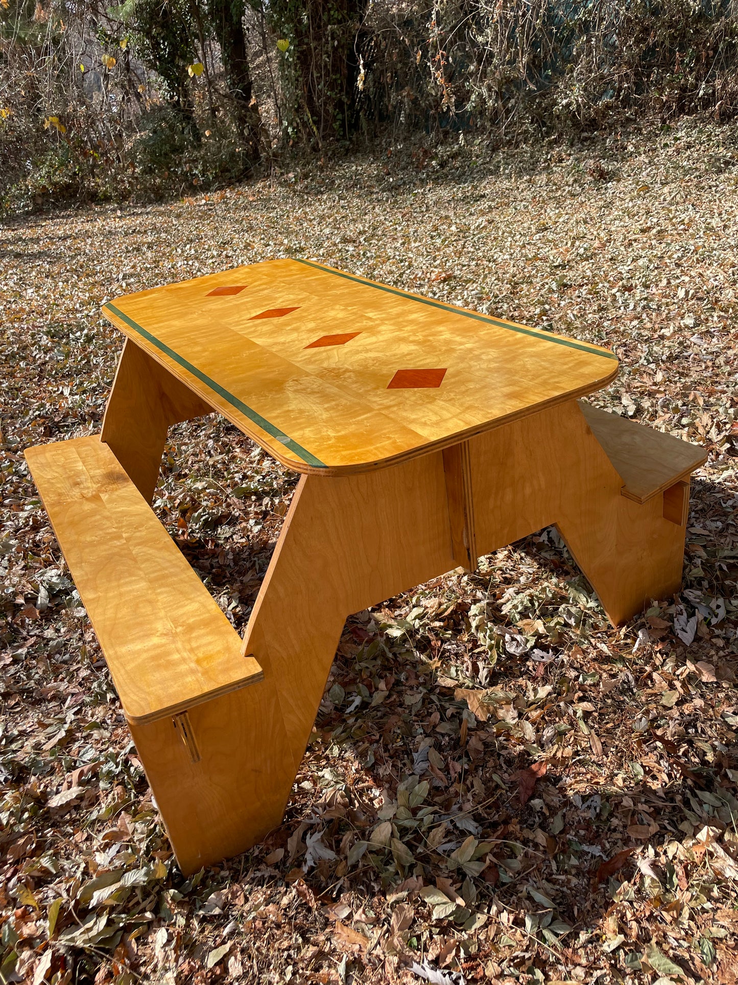 Handmade Puzzle Piece Picnic Table