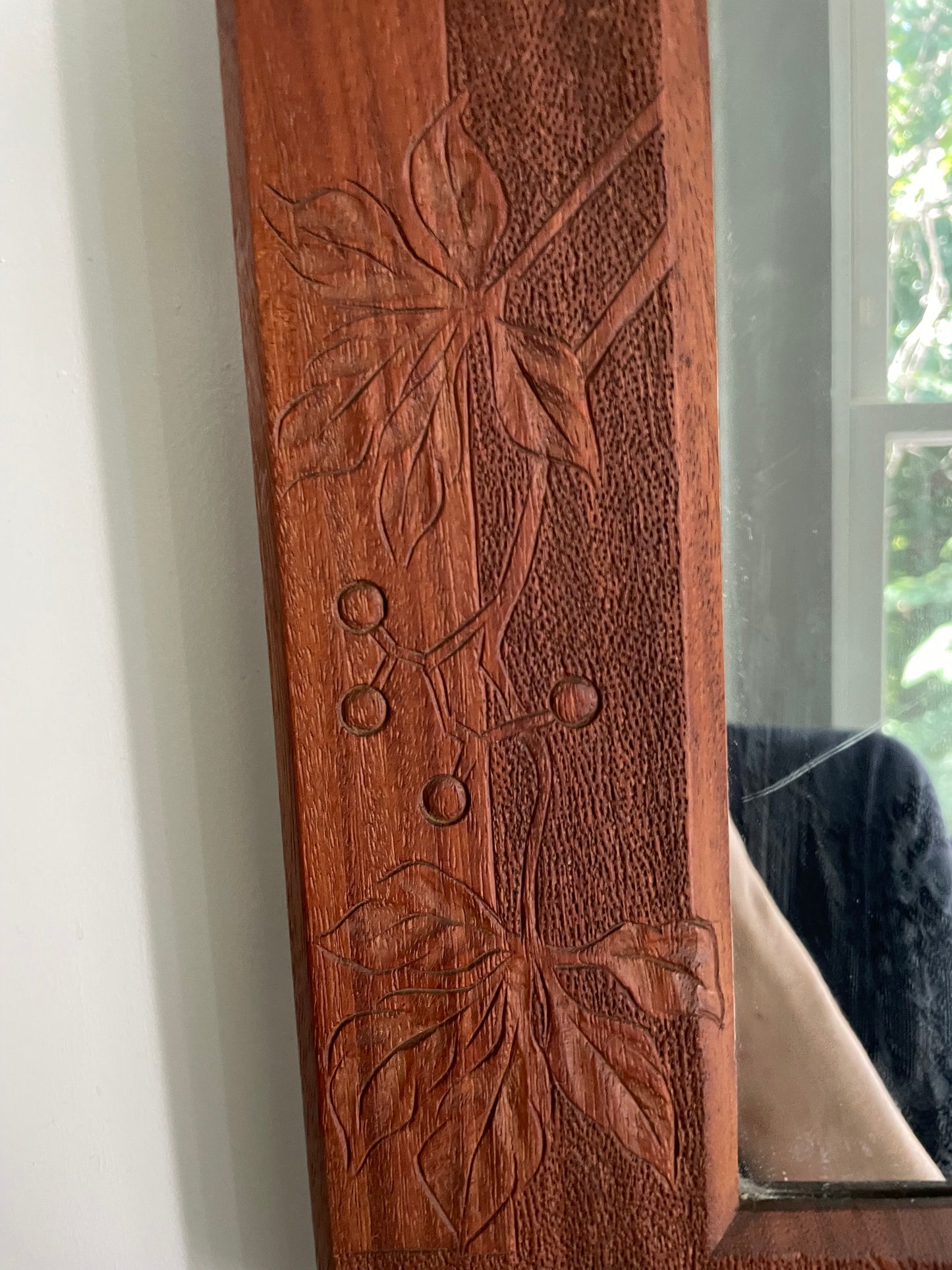 1920s Handcarved Wood Mirror