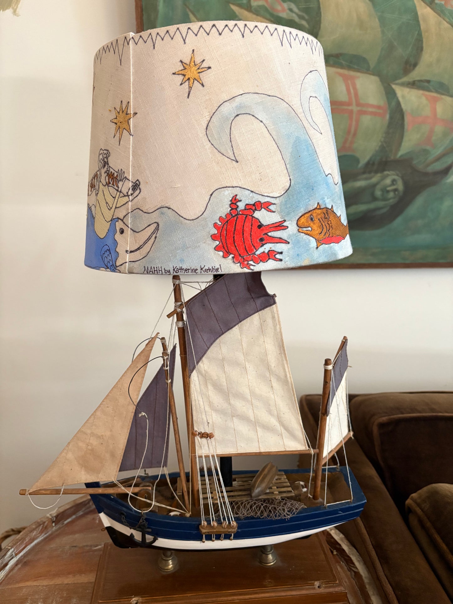 Model Ship Lamp with Custom NAHH-tical Shade (FREE SHIPPING)