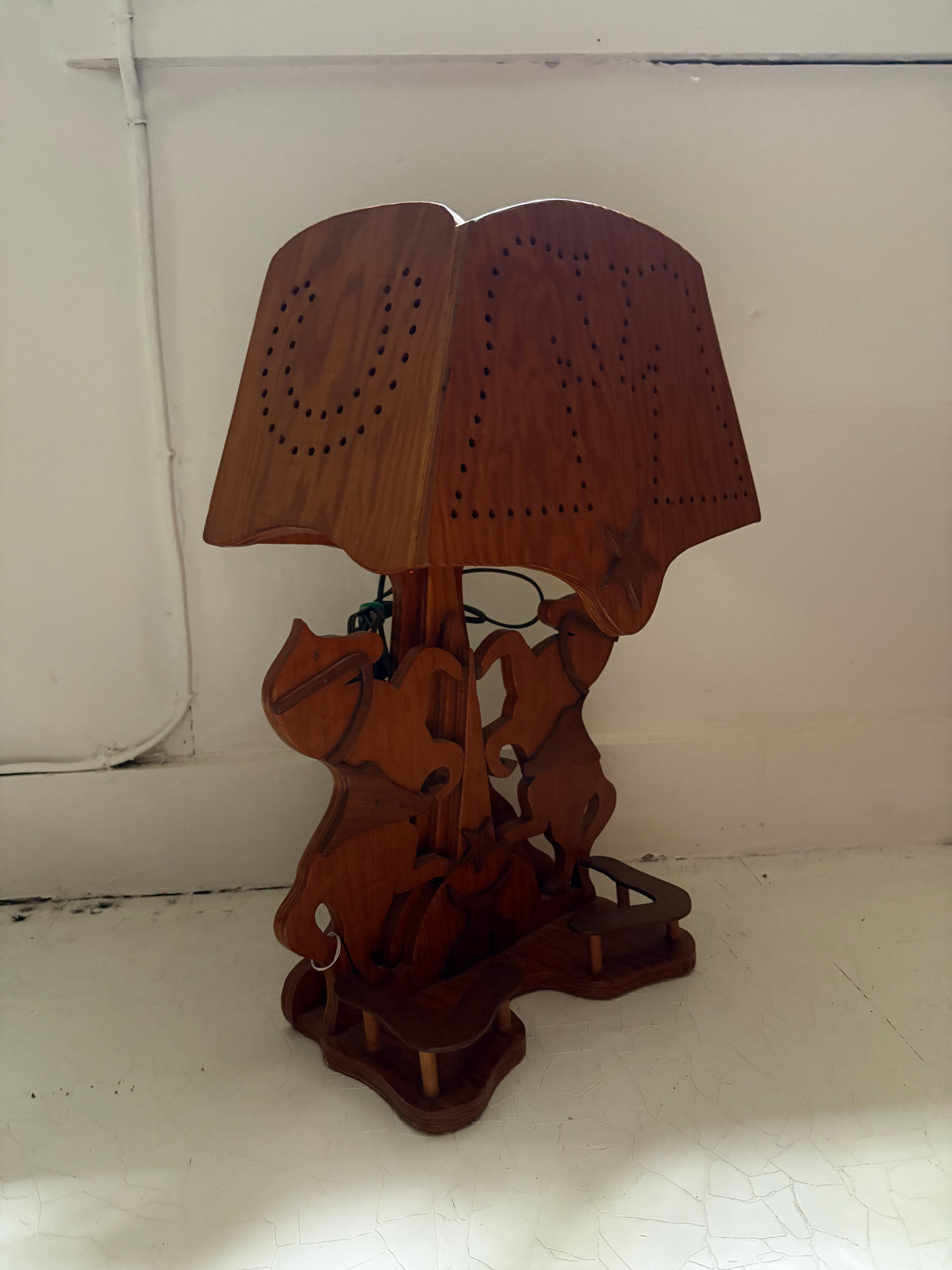 1950s Handmade Western Folk Art Lamp (FREE SHIPPING)