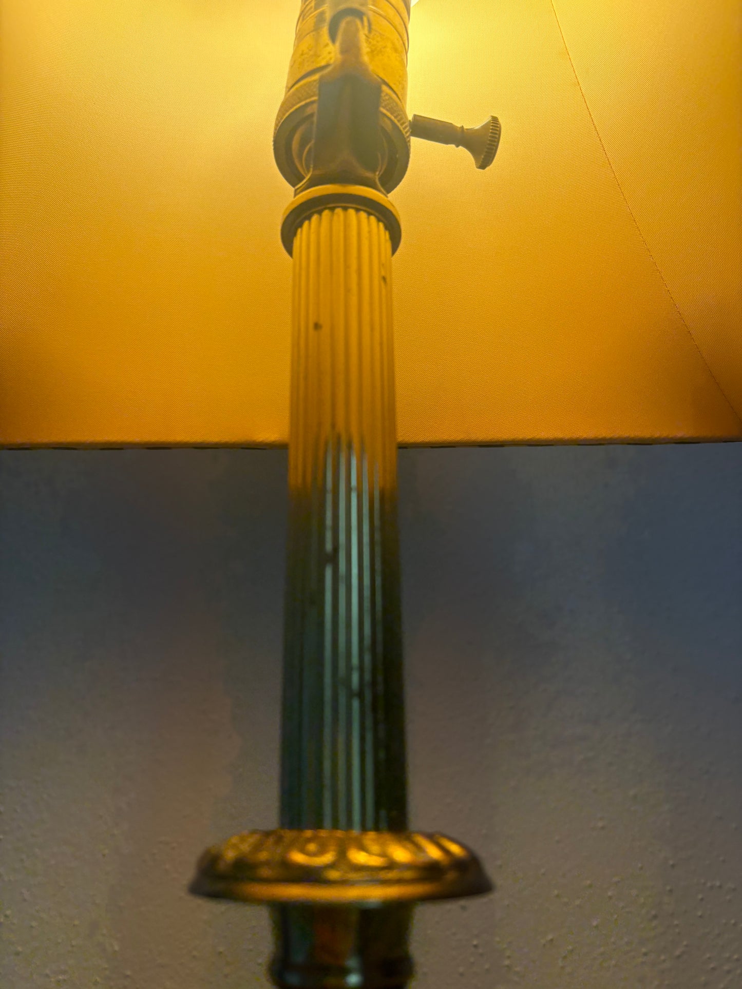 1960s Hollywood Regency Brass Ram Lamp with Silk Striped Shade (FREE SHIPPING)