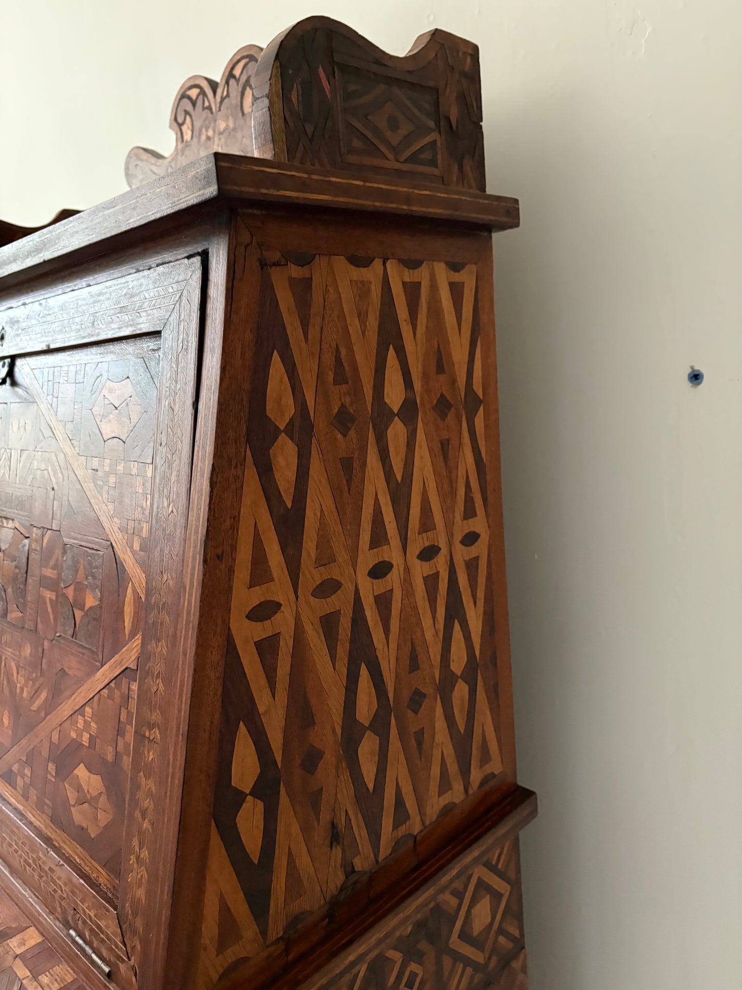 Antique American Marquetry Desk, Chair and Inner Box