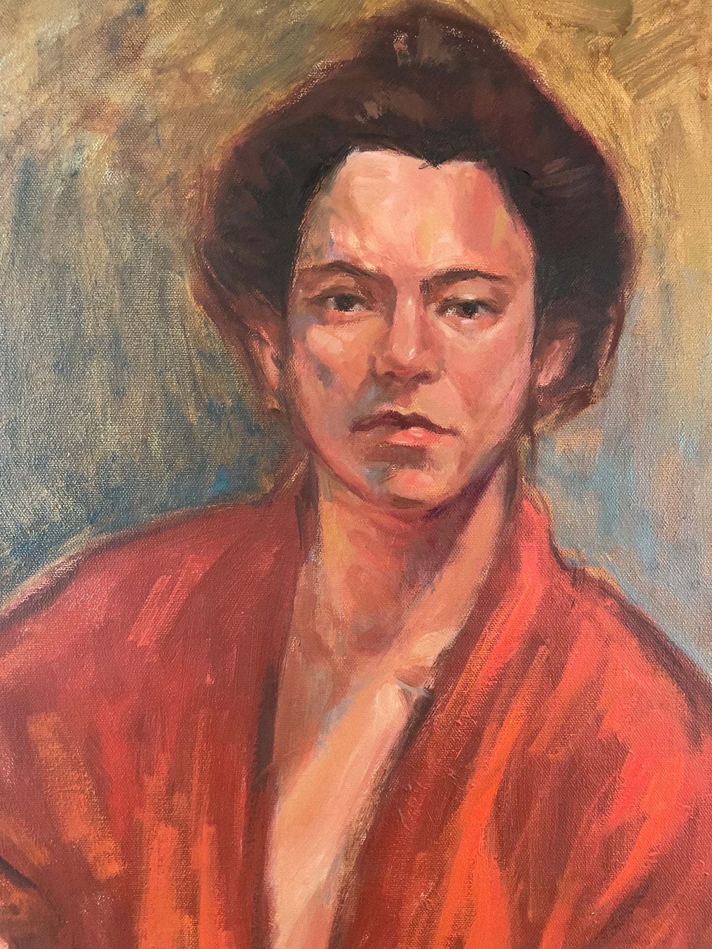 Original Painting of a Red Robed Woman