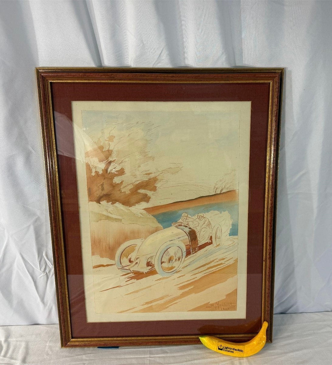 1905 Ernest Montaut Hand Colored Pochoir Framed Lithograph (FREE SHIPPING)