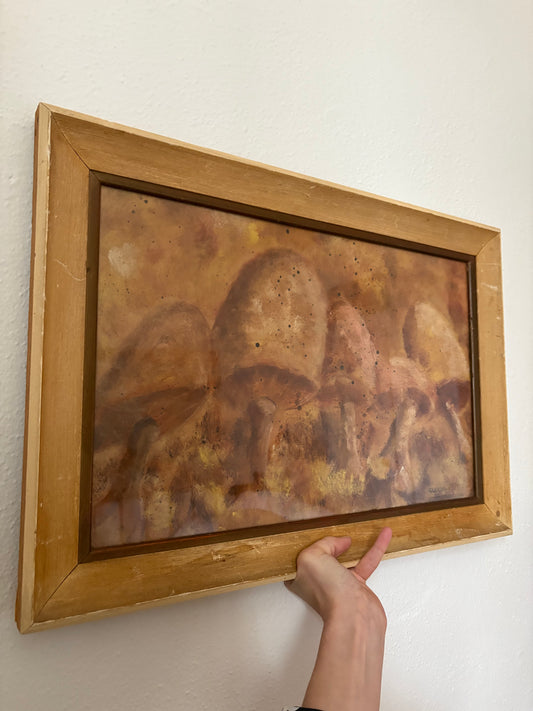 1960s Framed Mushroom Watercolor (FREE SHIPPING)