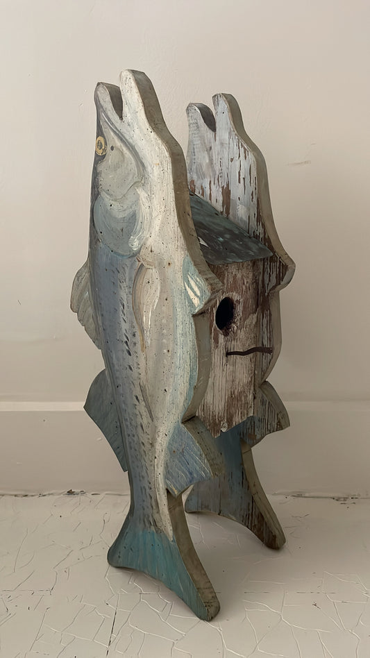 Folk Art Painted Fish Bird House