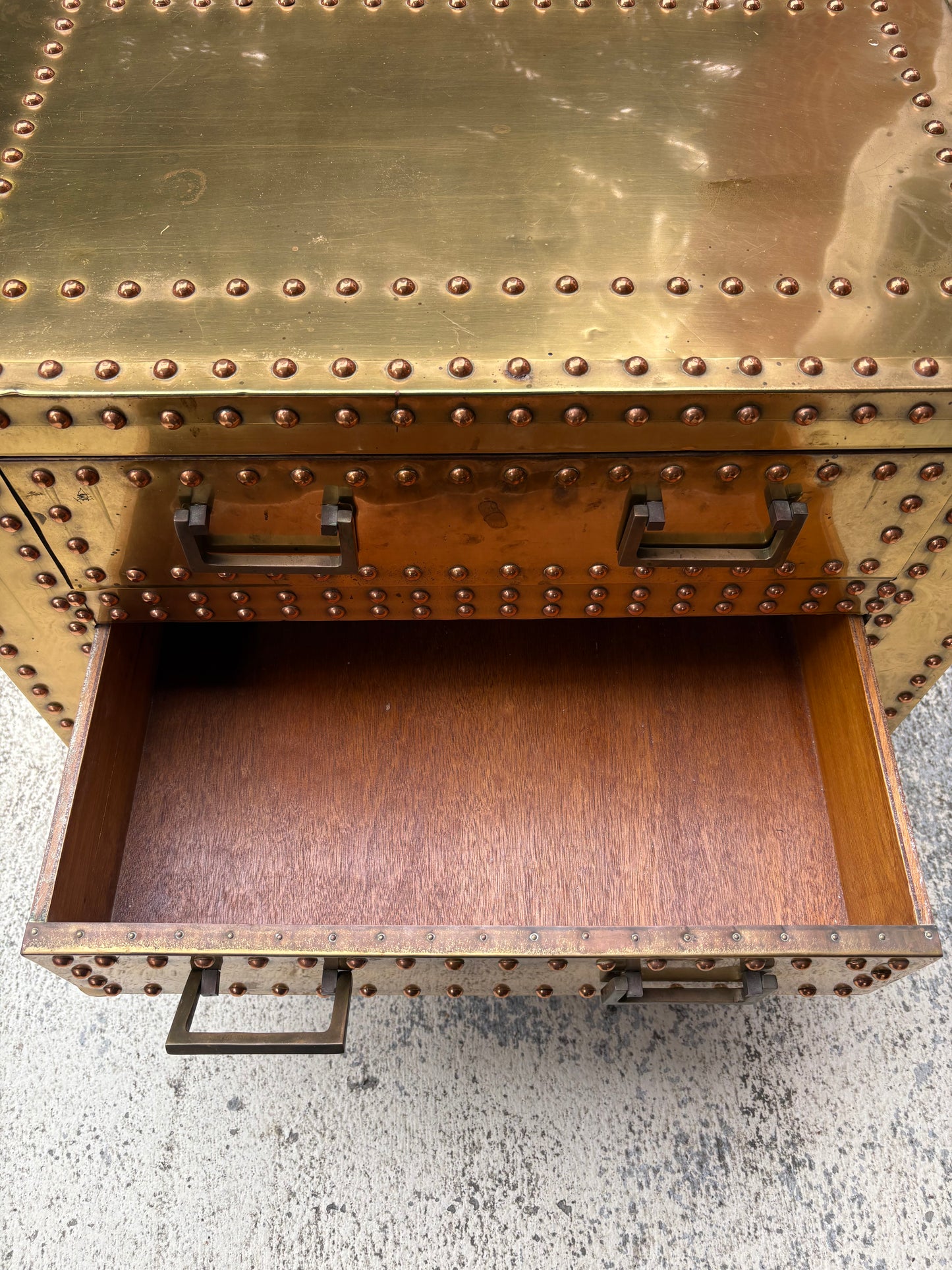 1970s Brass Campaign Style Bedside Table