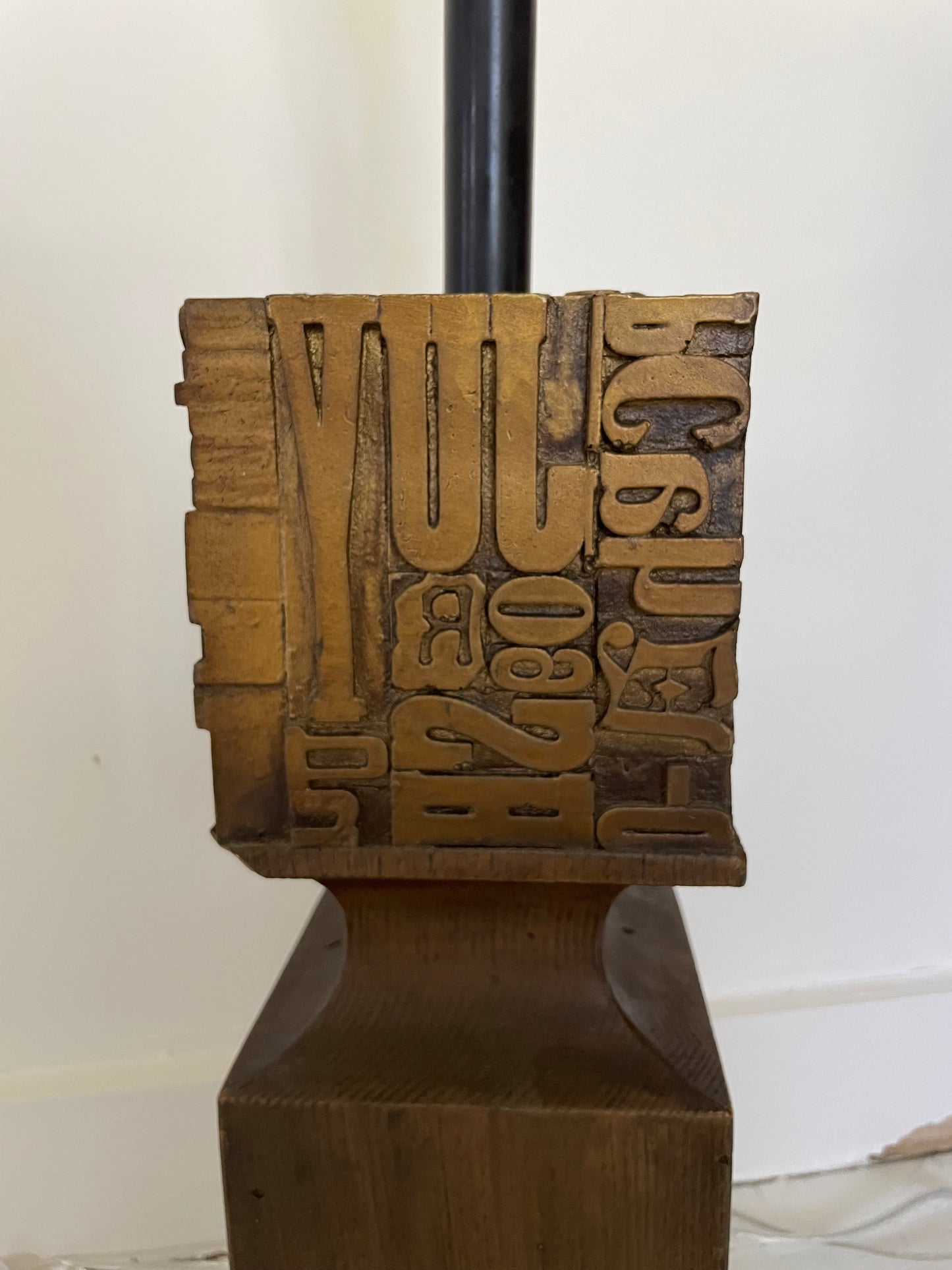 1960s Resin Printers Block Lamp