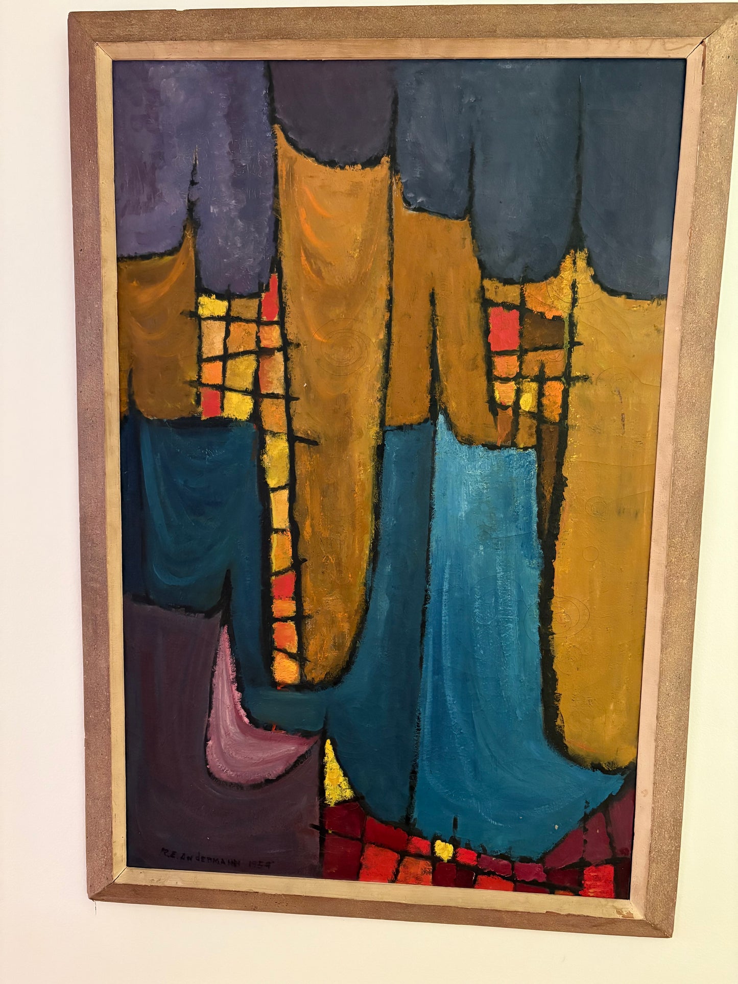 1959 Abstract Original Titled “City of Cloth” by Andermann (FREE SHIPPING)
