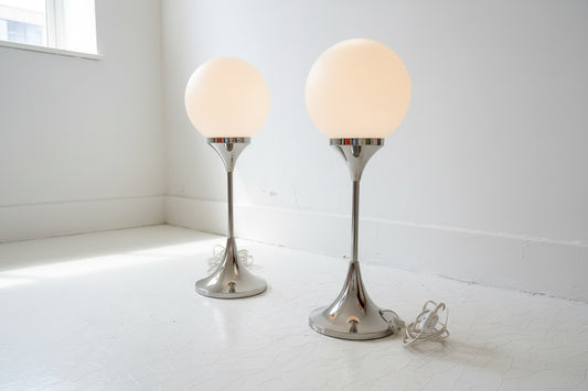 Pair of 1970s German Sölken Leuchten Chrome Lamps (FREE SHIPPING)