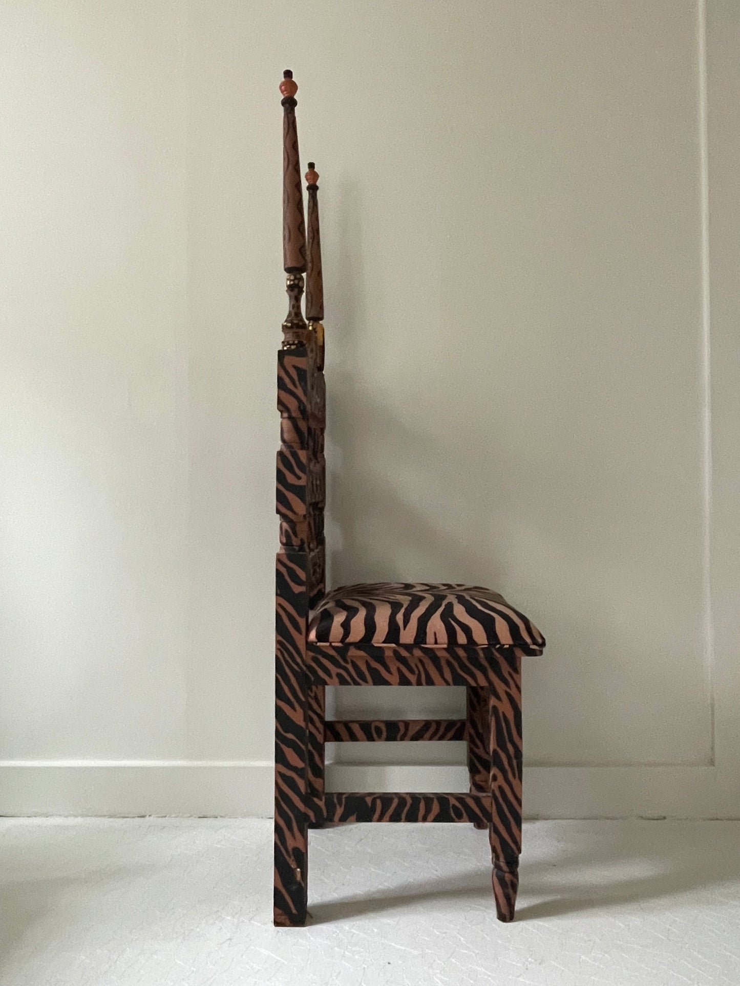 Vintage Tiger Print Folk Art Chair