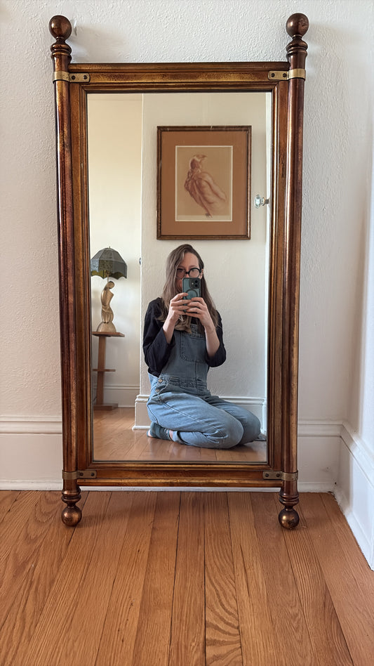 1960s “Brassed” Wood Mirror (FREE SHIPPING)