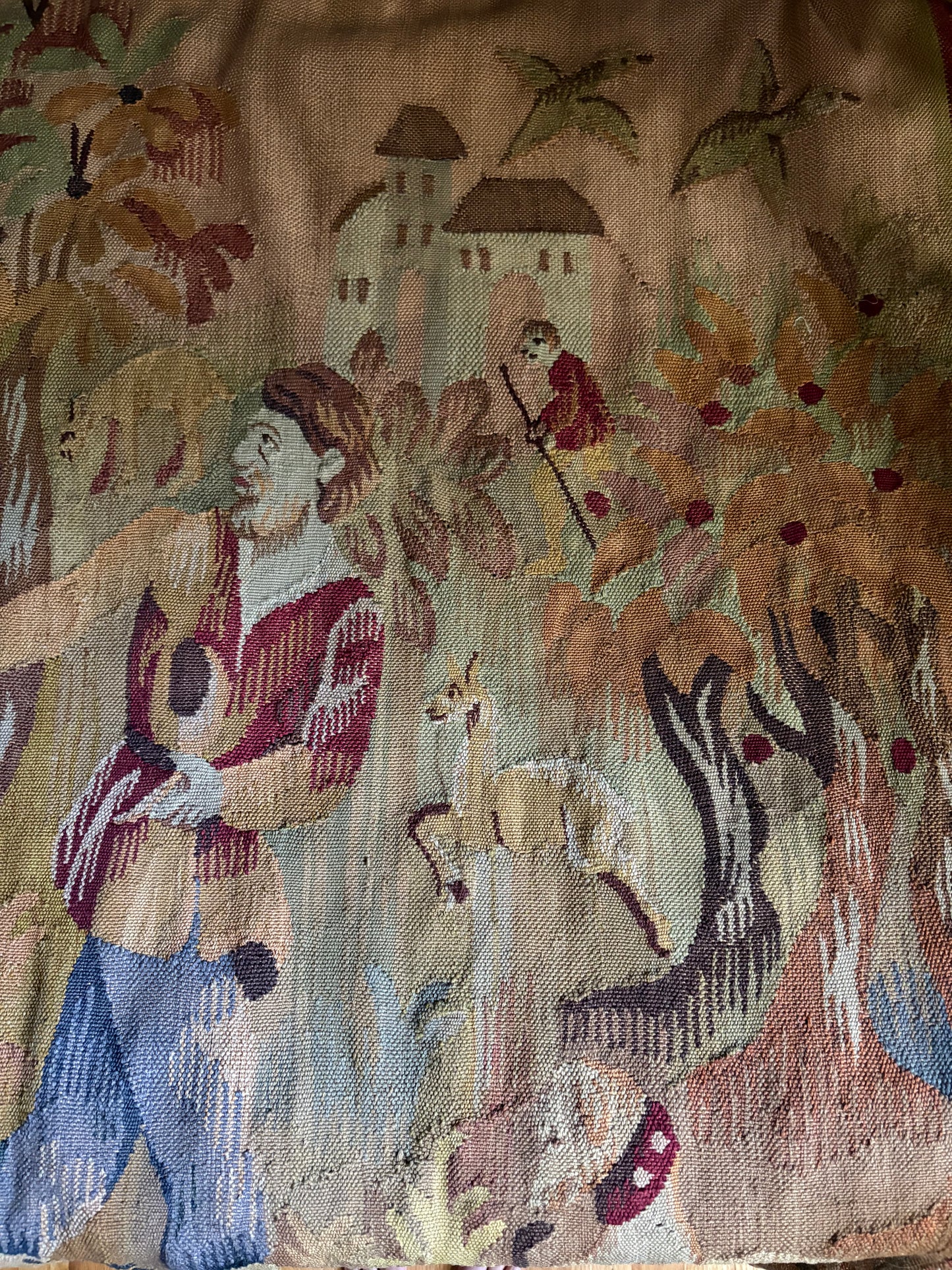 Mid 20th Century Earth Toned Wool Hunting Tapestry (FREE SHIPPING)