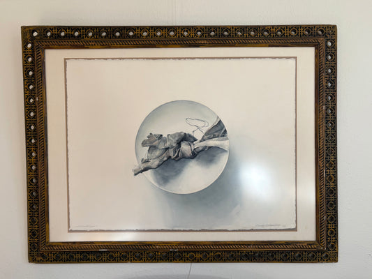 1982 Trompe L’oeil Piece titled “Indeterminate Space I” in an Antique Hatchwork Frame  (FREE SHIPPING)