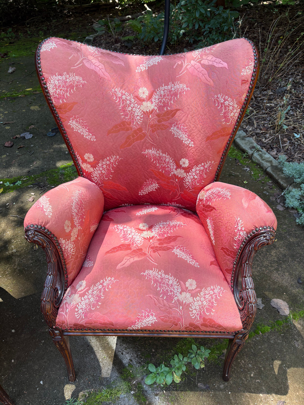 Pair of 1940s Grosfeld House French Feathered Wingback Chairs