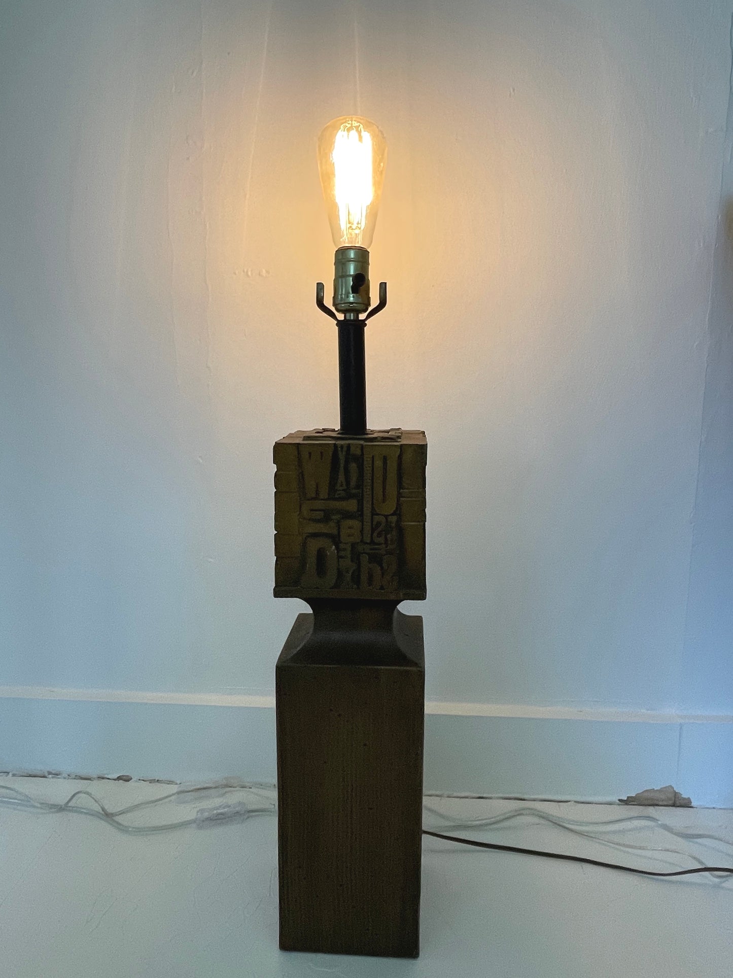 1960s Resin Printers Block Lamp