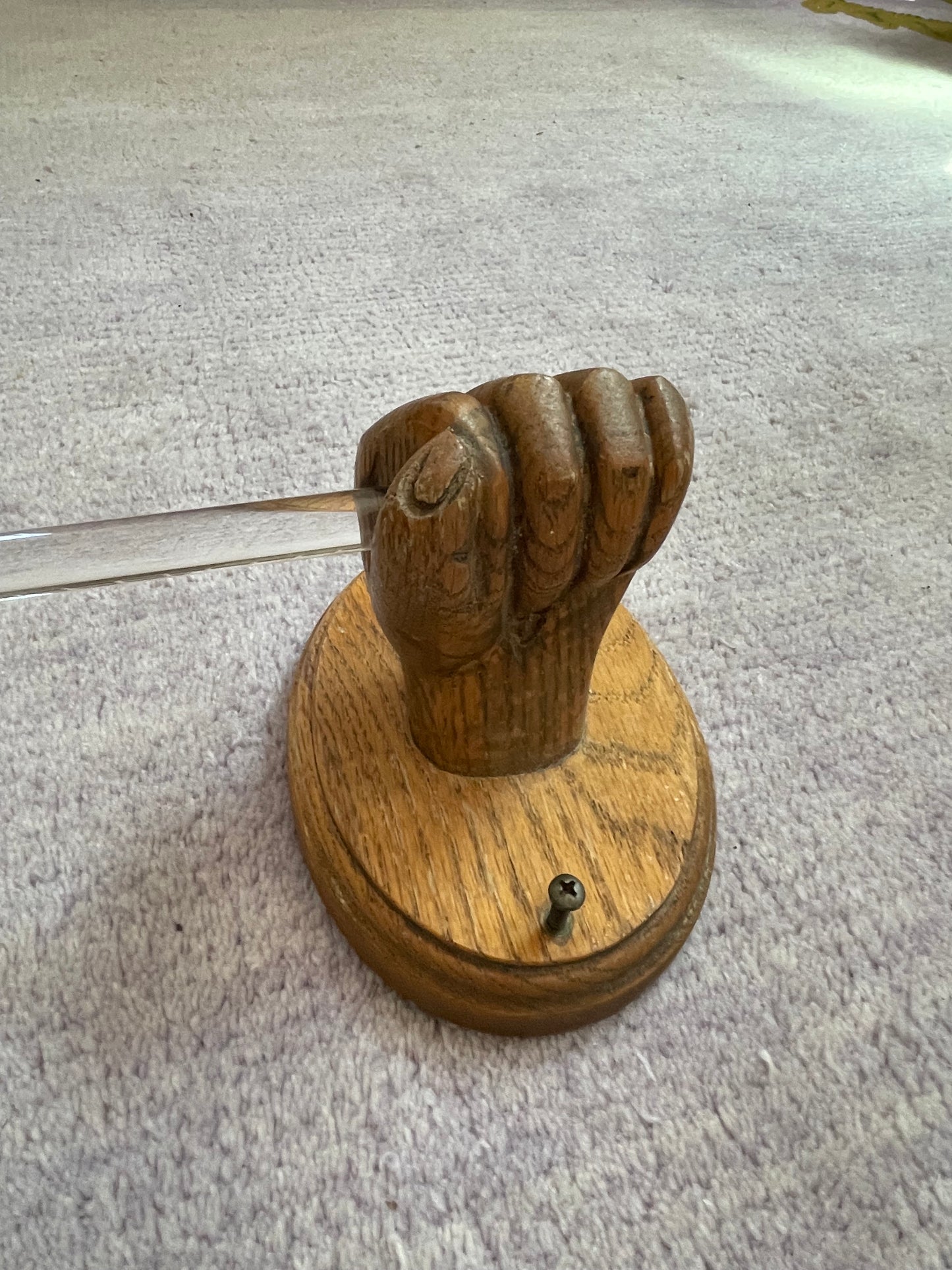 Folk Art Carved Wood Fist Towel Bar