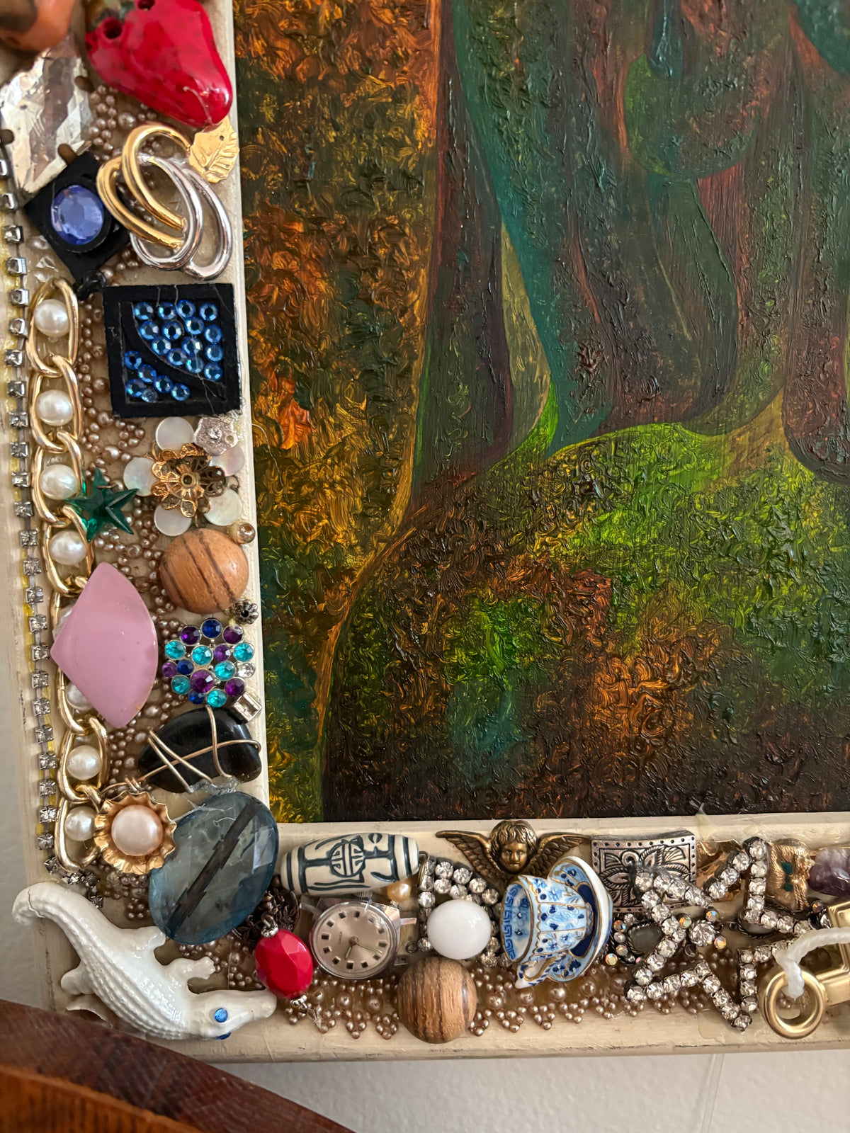 Modern Figurative Painting in a Vintage Assemblage Frame (FREE SHIPPING)