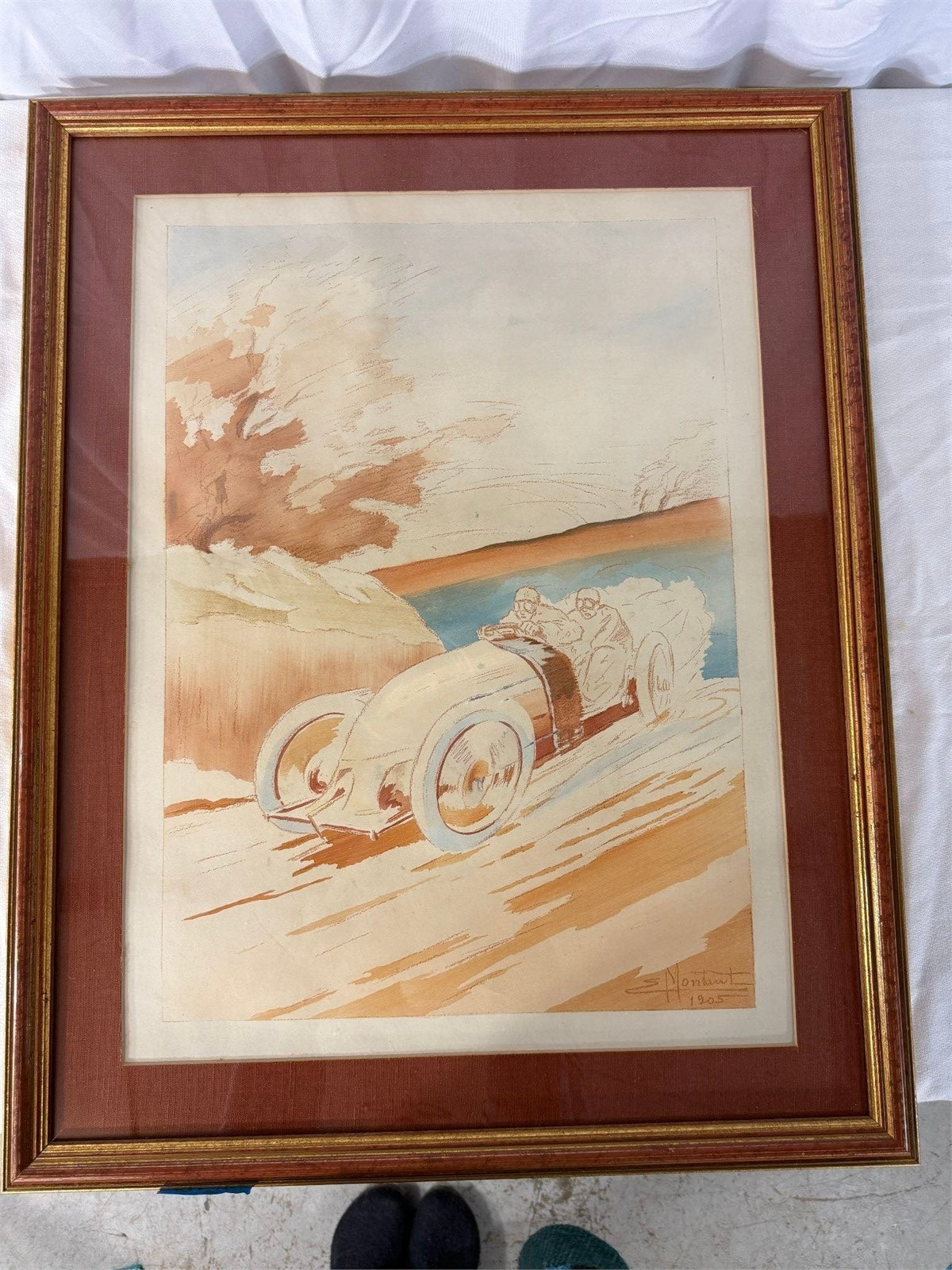 1905 Ernest Montaut Hand Colored Pochoir Framed Lithograph (FREE SHIPPING)