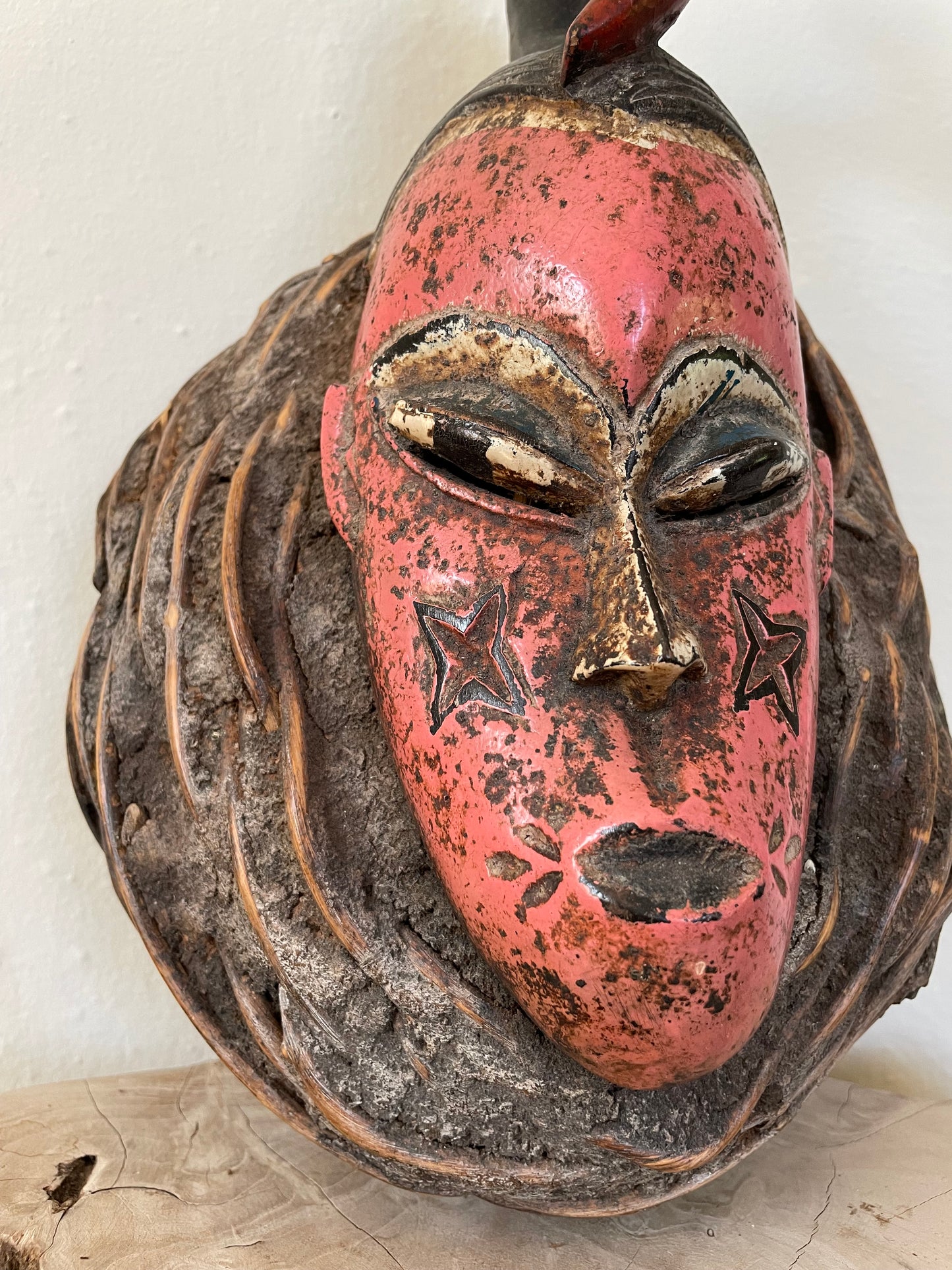 Vintage African Mask on Mud and Coil Base