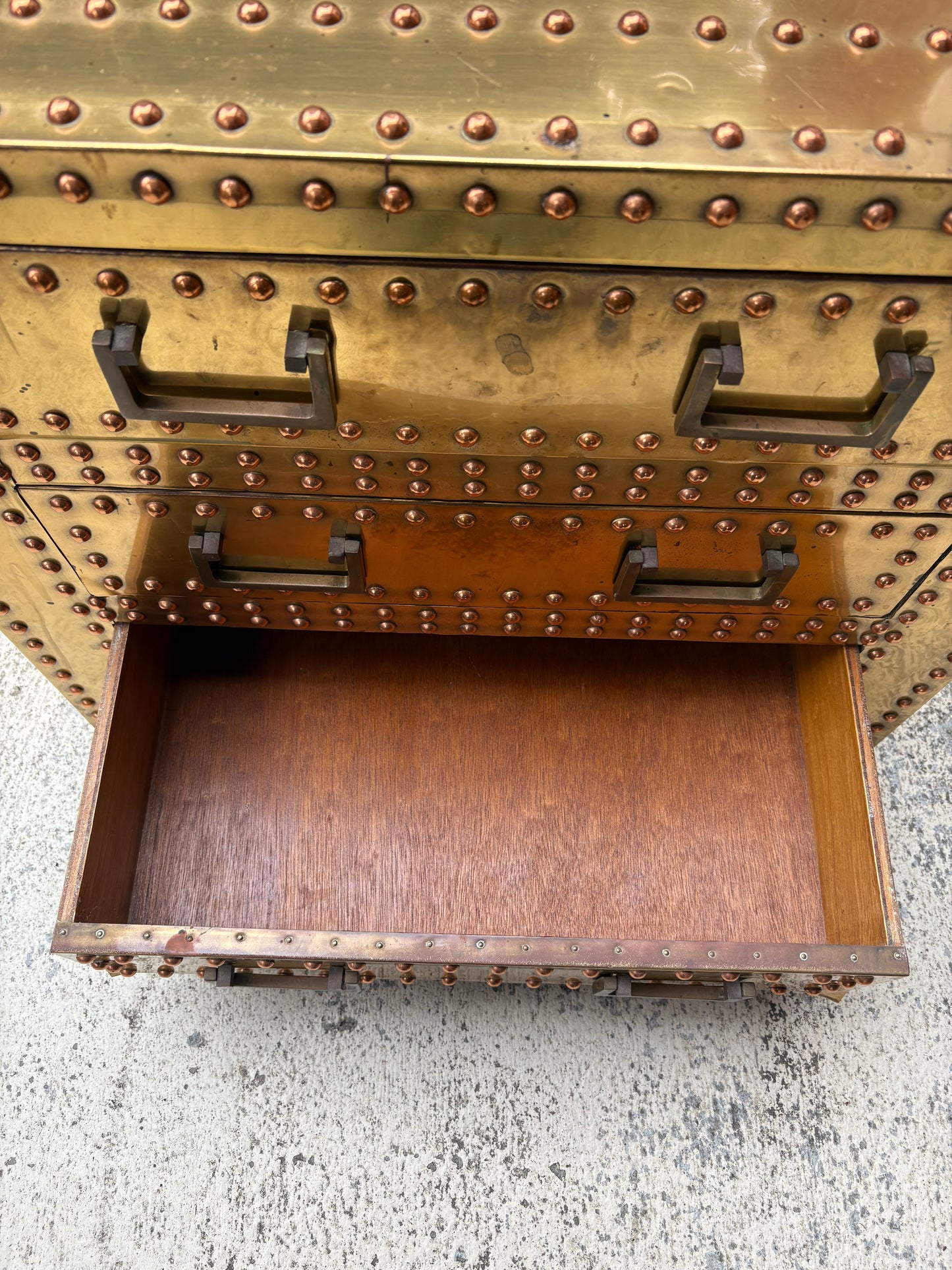 1970s Brass Campaign Style Bedside Table