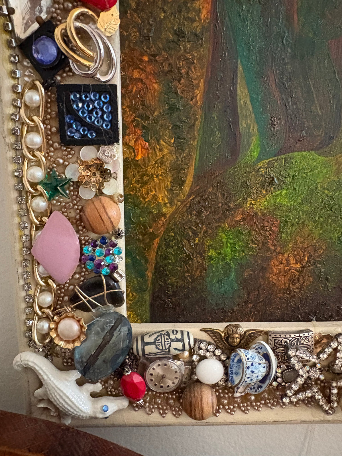 Modern Figurative Painting in a Vintage Assemblage Frame (FREE SHIPPING)