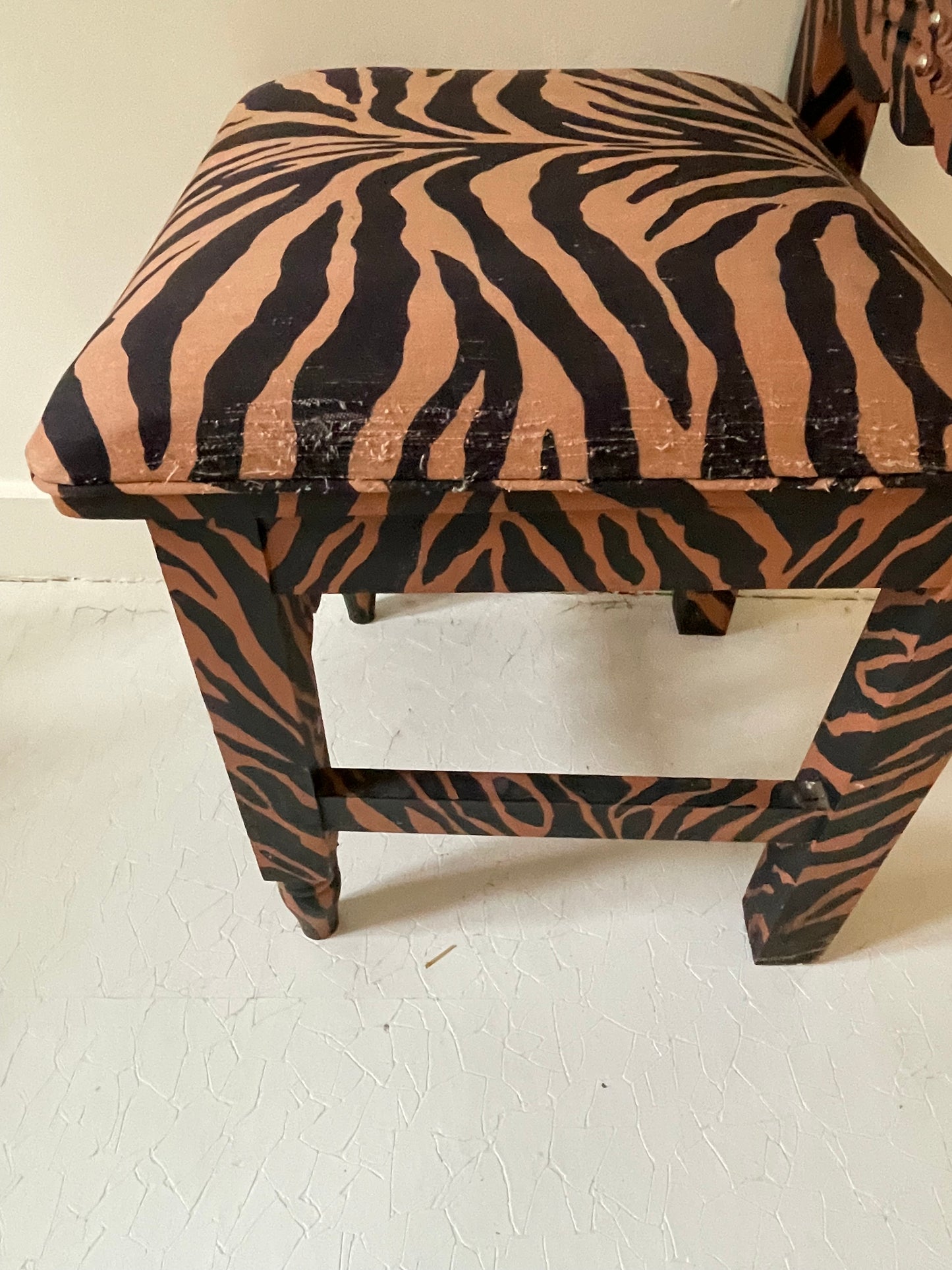 Vintage Tiger Print Folk Art Chair