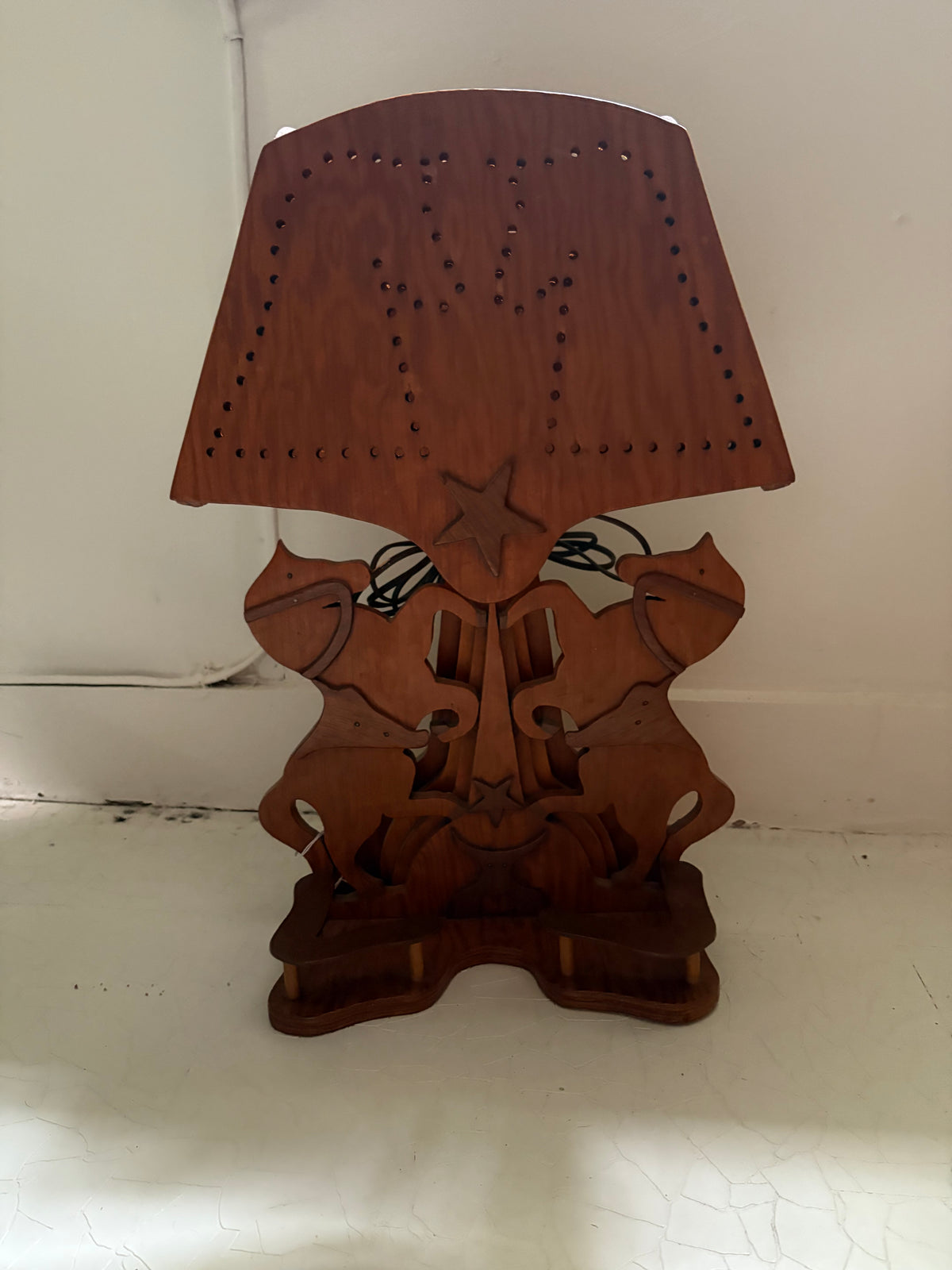 1950s Handmade Western Folk Art Lamp (FREE SHIPPING)