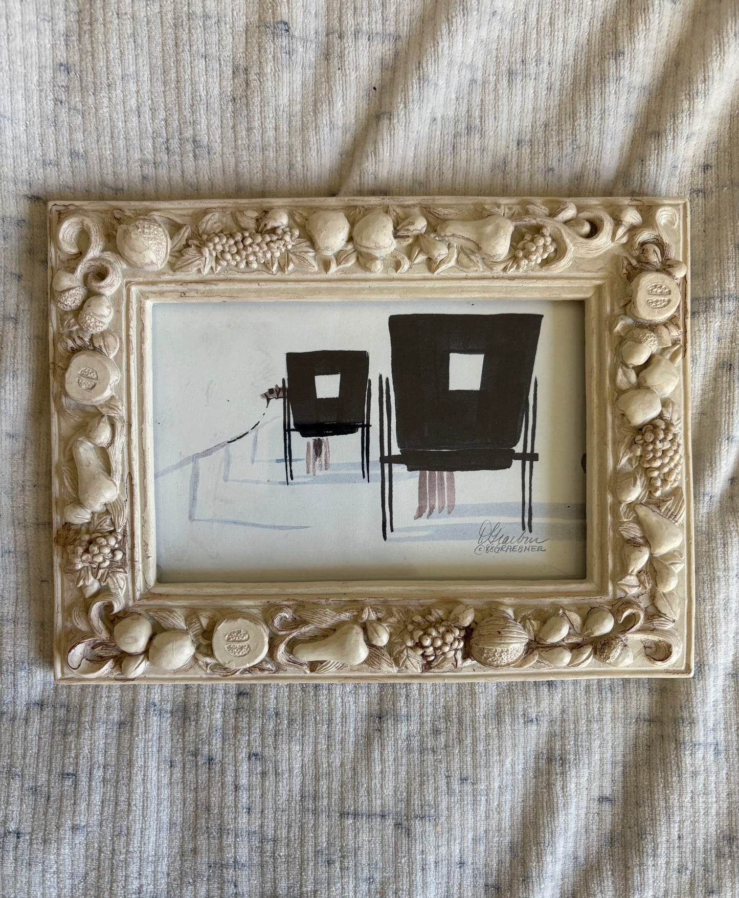 1988 Original of an Amish Carriage Scene in Vintage Frame (FREE SHIPPING)