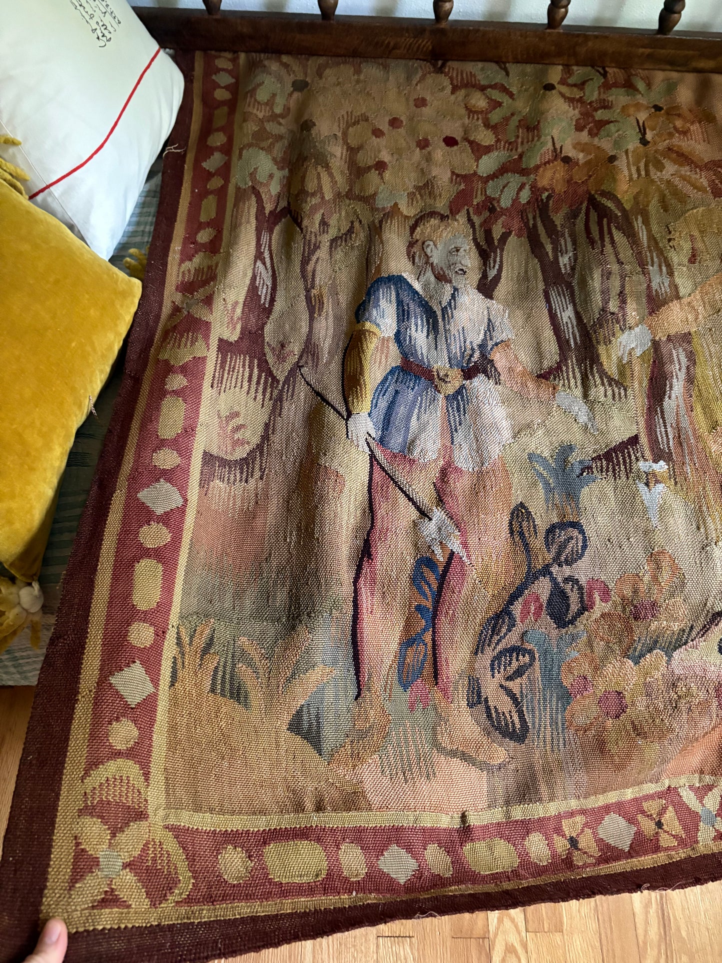Mid 20th Century Earth Toned Wool Hunting Tapestry (FREE SHIPPING)
